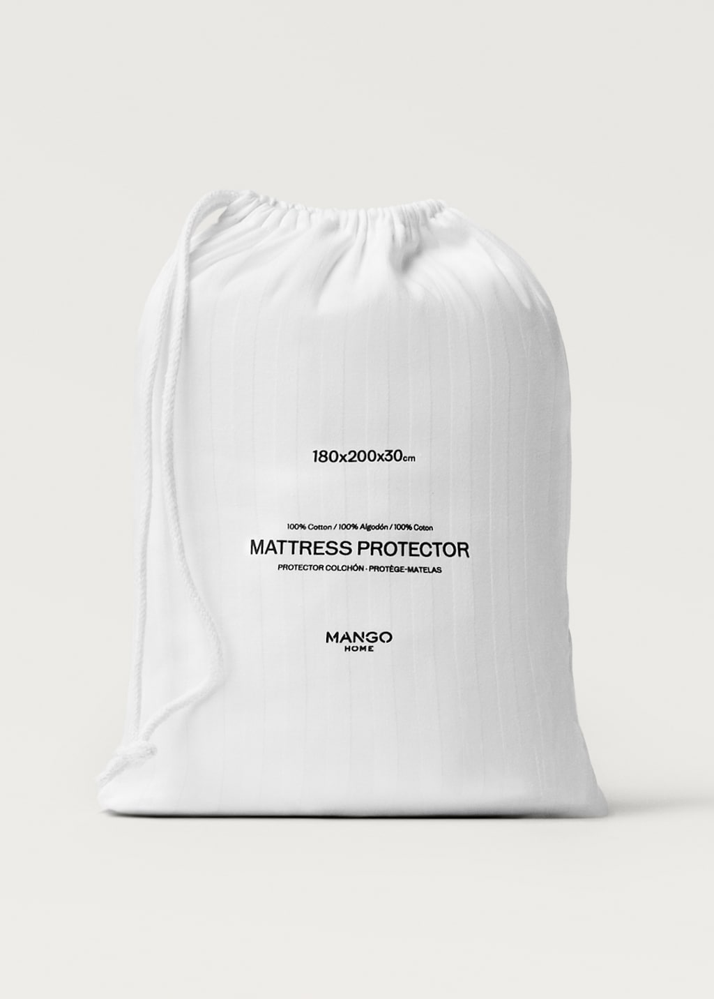 Cotton striped mattress protector for 160 cm bed