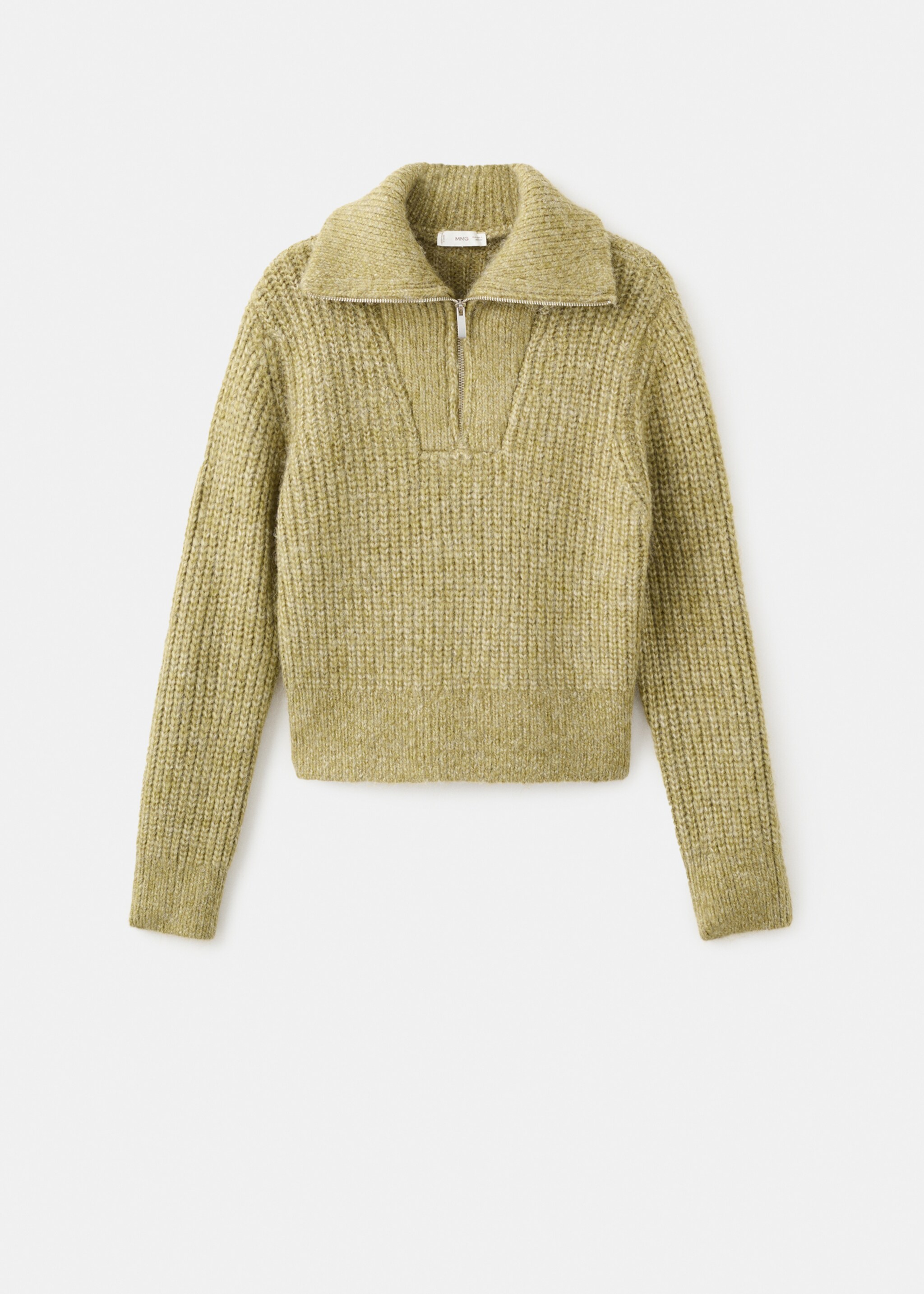 Knitted sweater with perkins neck - Article without model, Lime. Ref: 17007130-00.