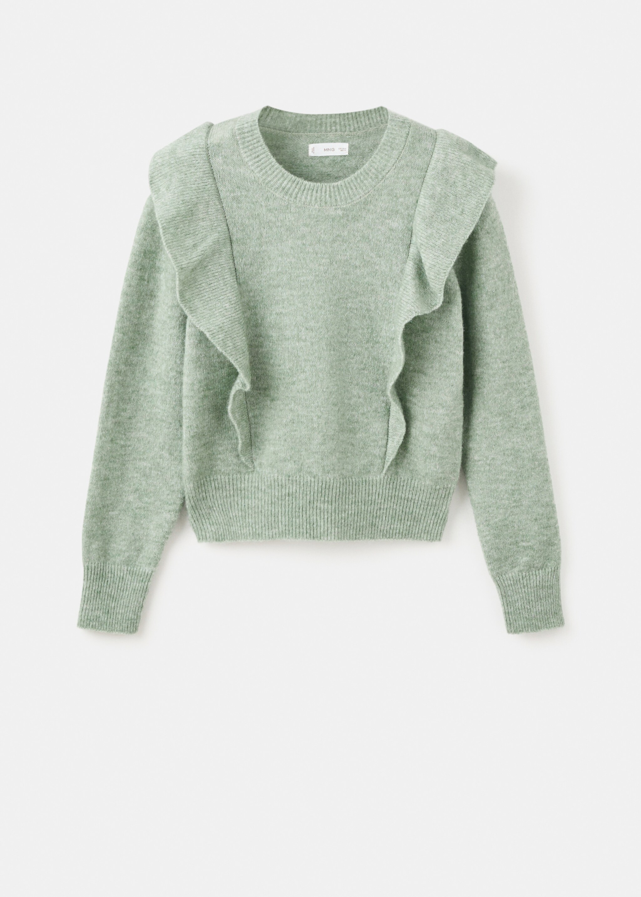 Ruffle knitted sweater - Article without model, Green. Ref: 17007131-00.