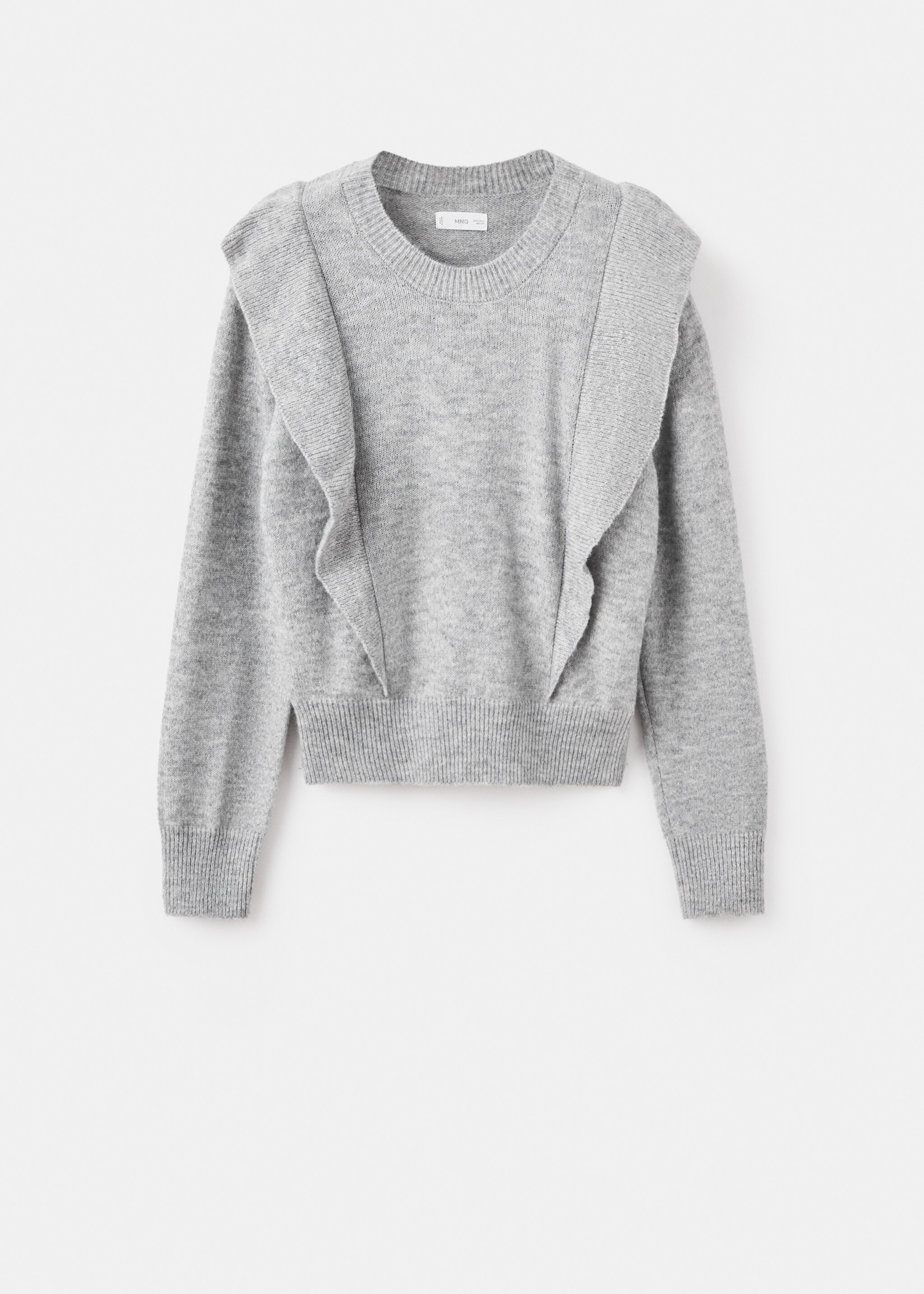 Ruffle knitted sweater - Article without model, Medium Heather Grey. Ref: 17007132-00.