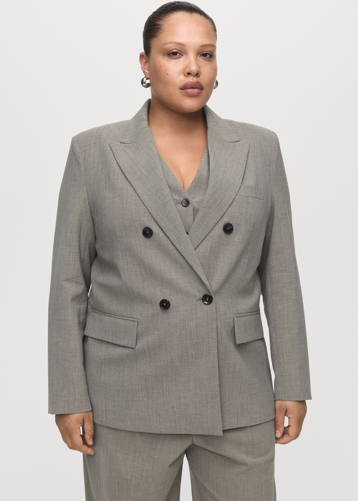 Double-breasted wool blend blazer Women MANGO Mali