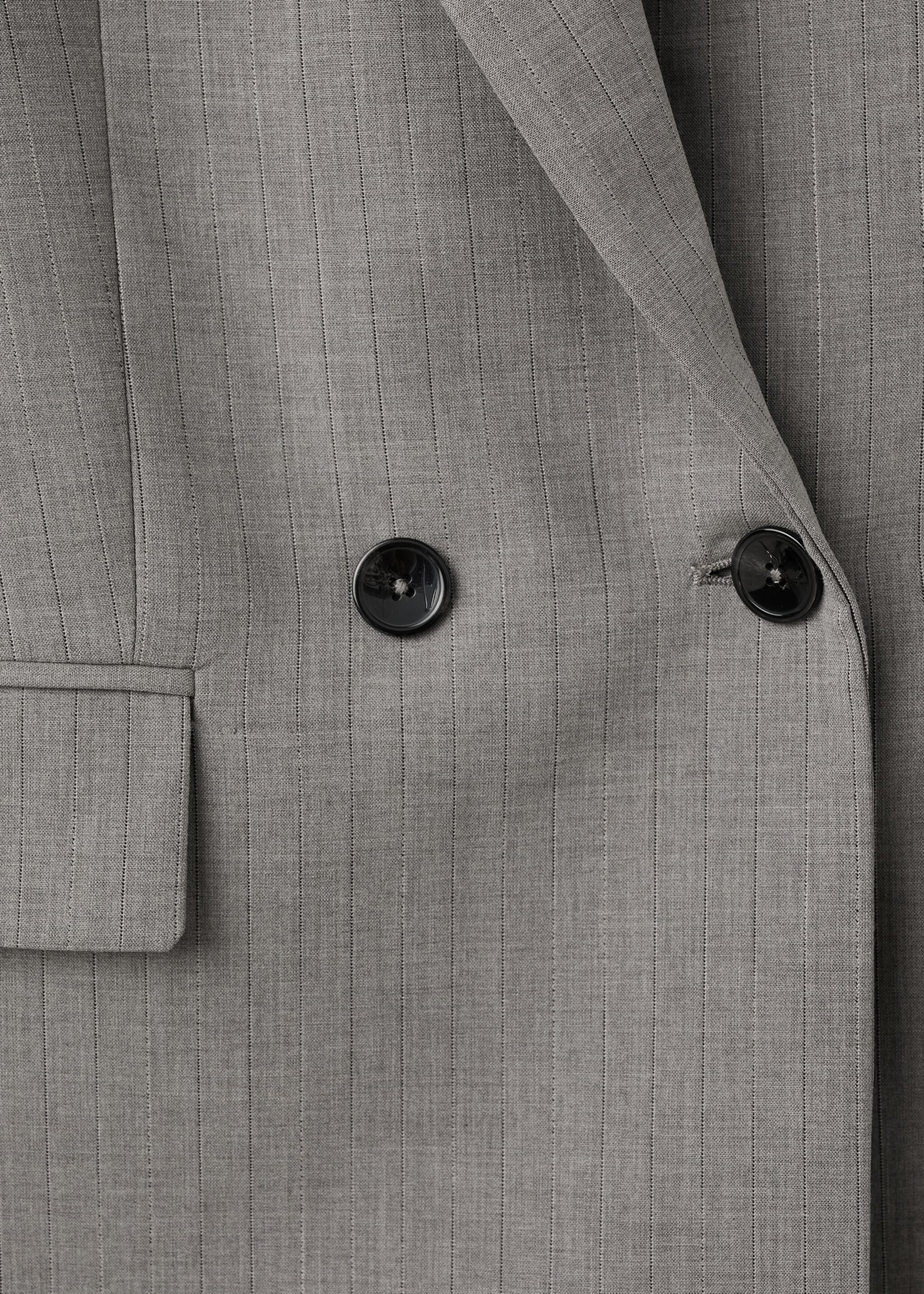 Double-breasted wool blend suit jacket - Details of the article 8, Grey. Ref: 17007142-00.