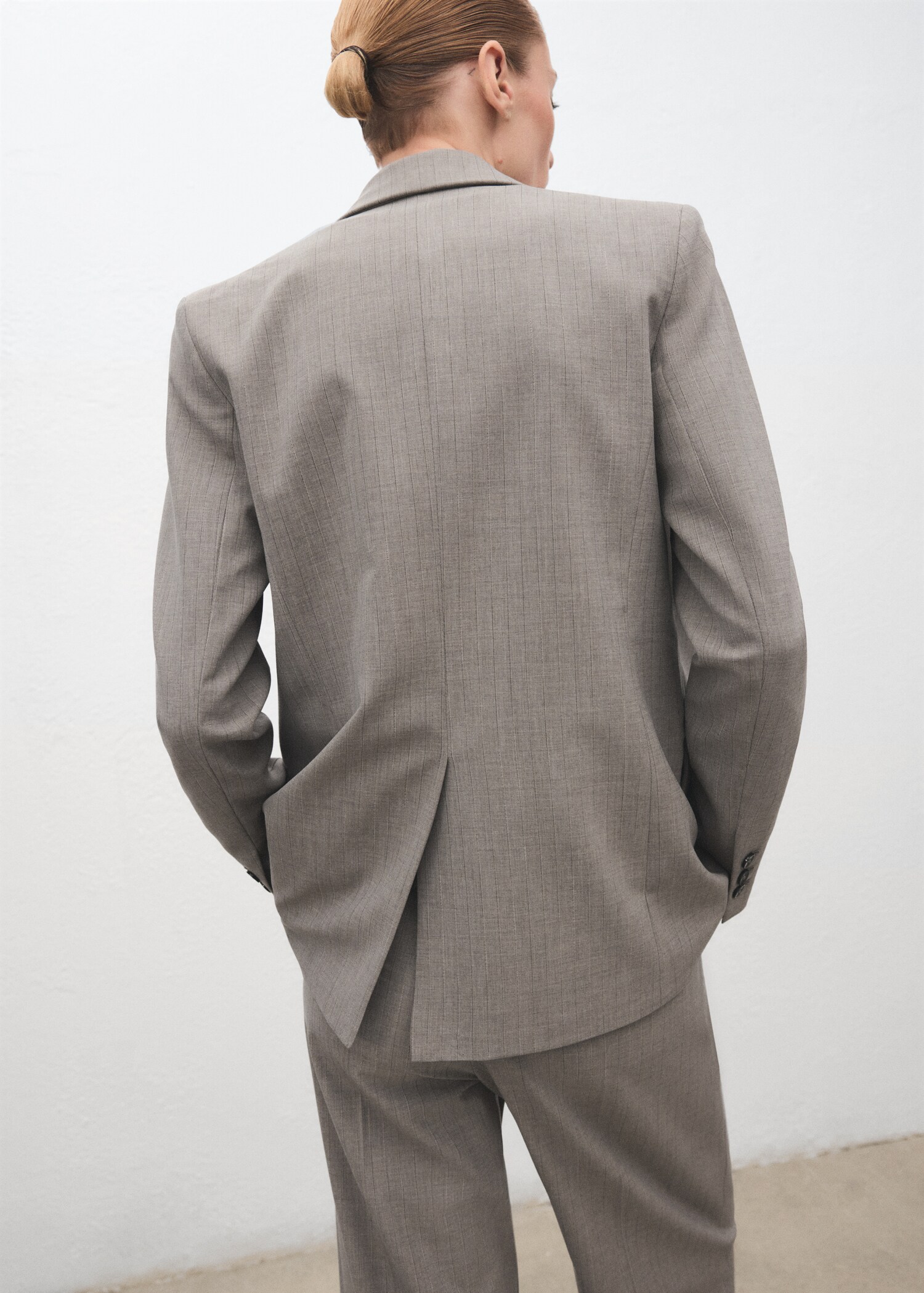 Double-breasted wool blend suit jacket - Reverse of the article