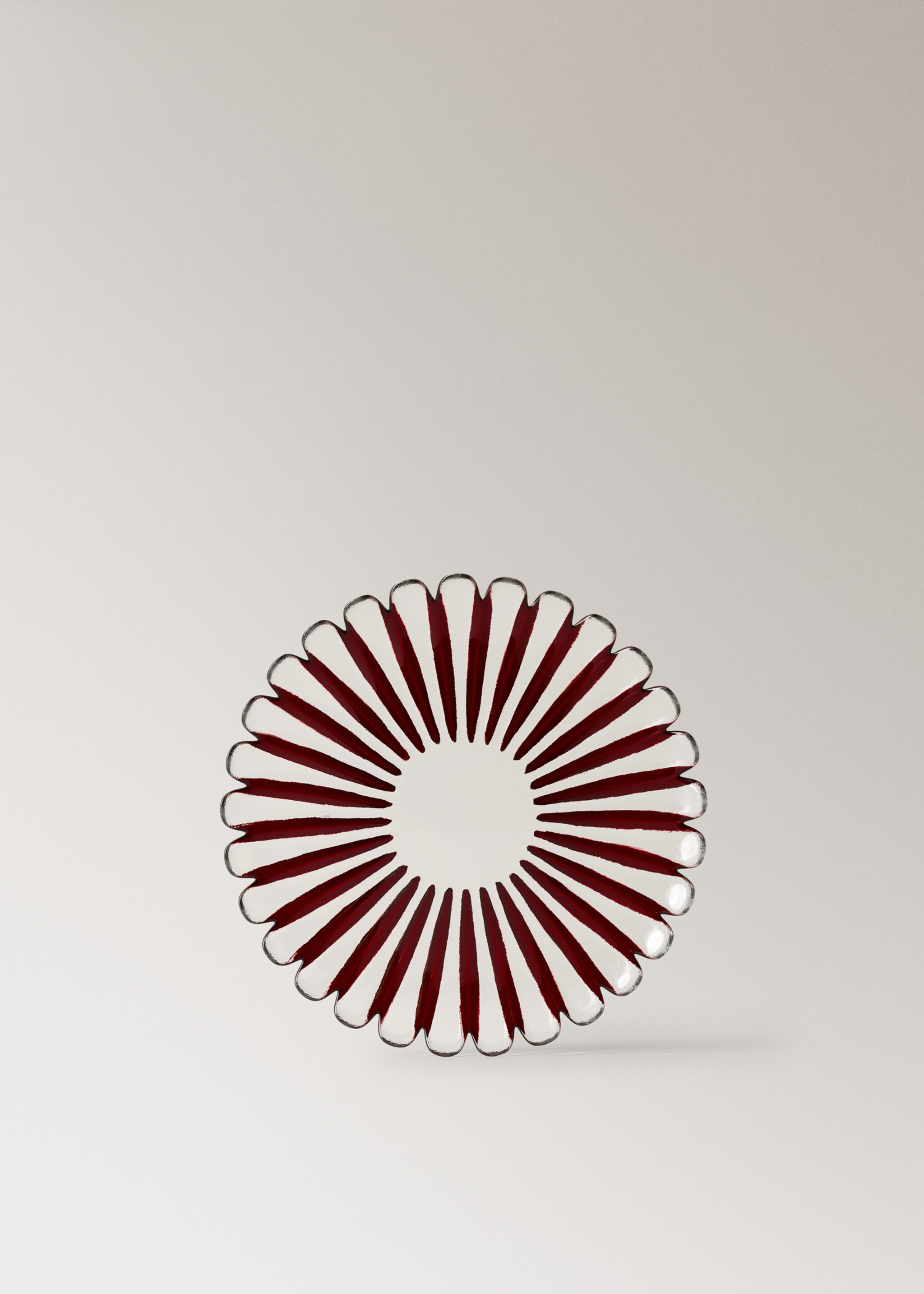 Glass dessert plate with spiral print - Article without model, Red. Ref: 17007781-00.