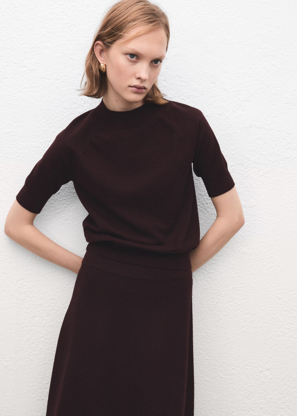 Short-sleeved wool-blend sweater - image 4