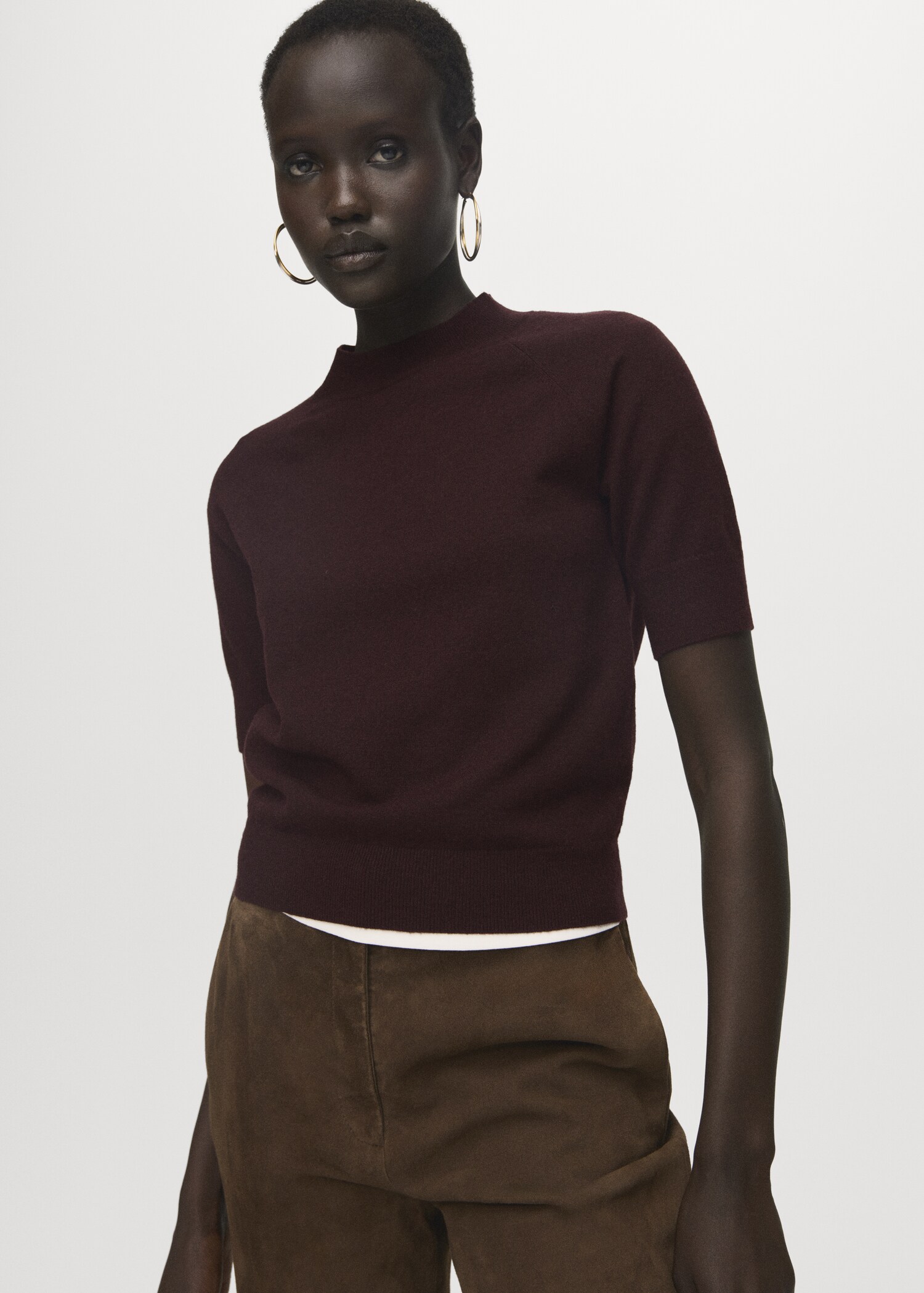 Short-sleeved wool-blend sweater - Medium plane