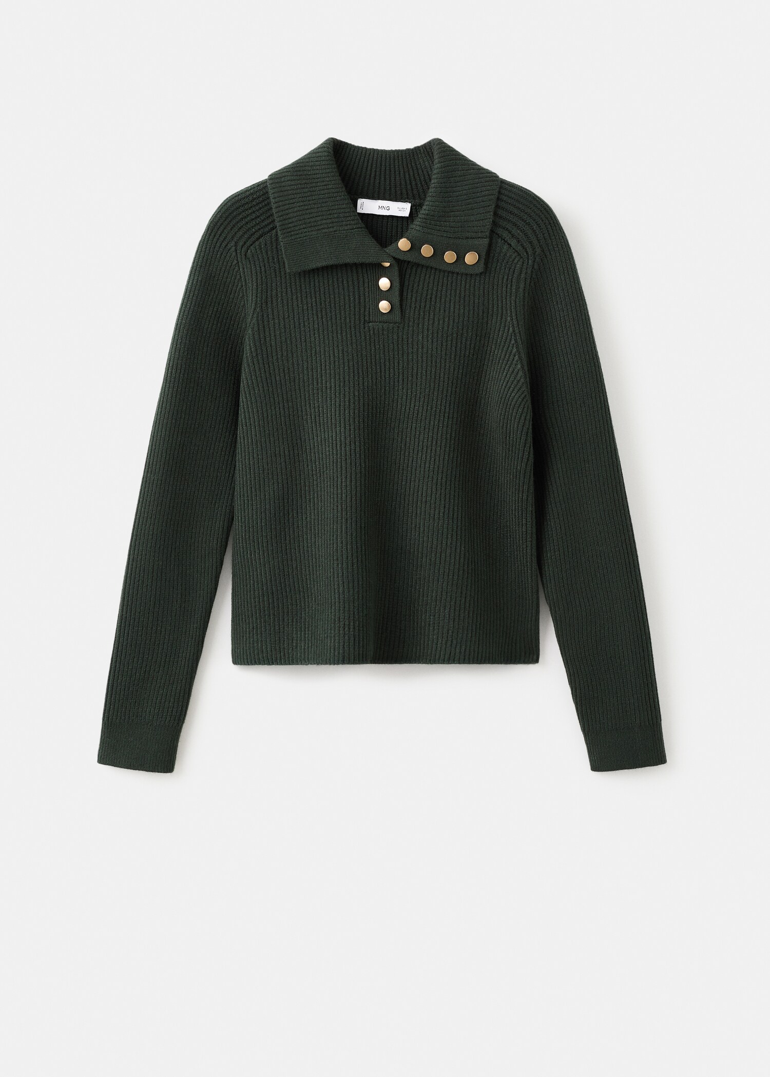 Ribbed polo neck sweater with buttons - Изделие без модели
