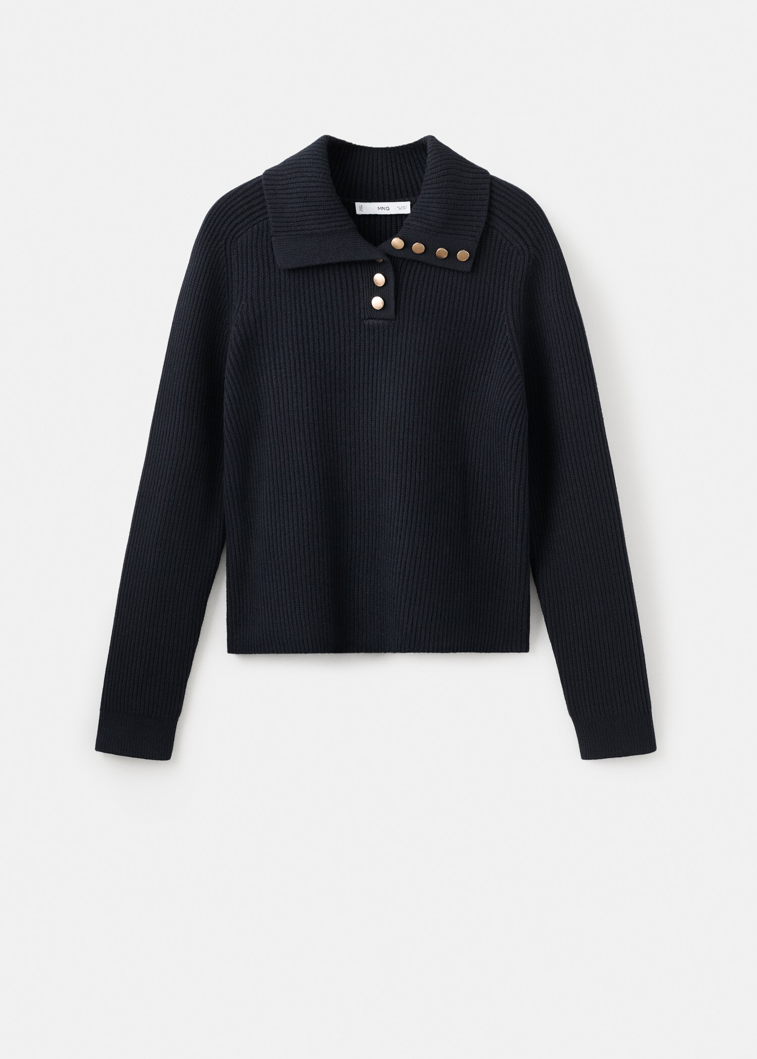 Ribbed polo neck sweater with buttons - Article without model
