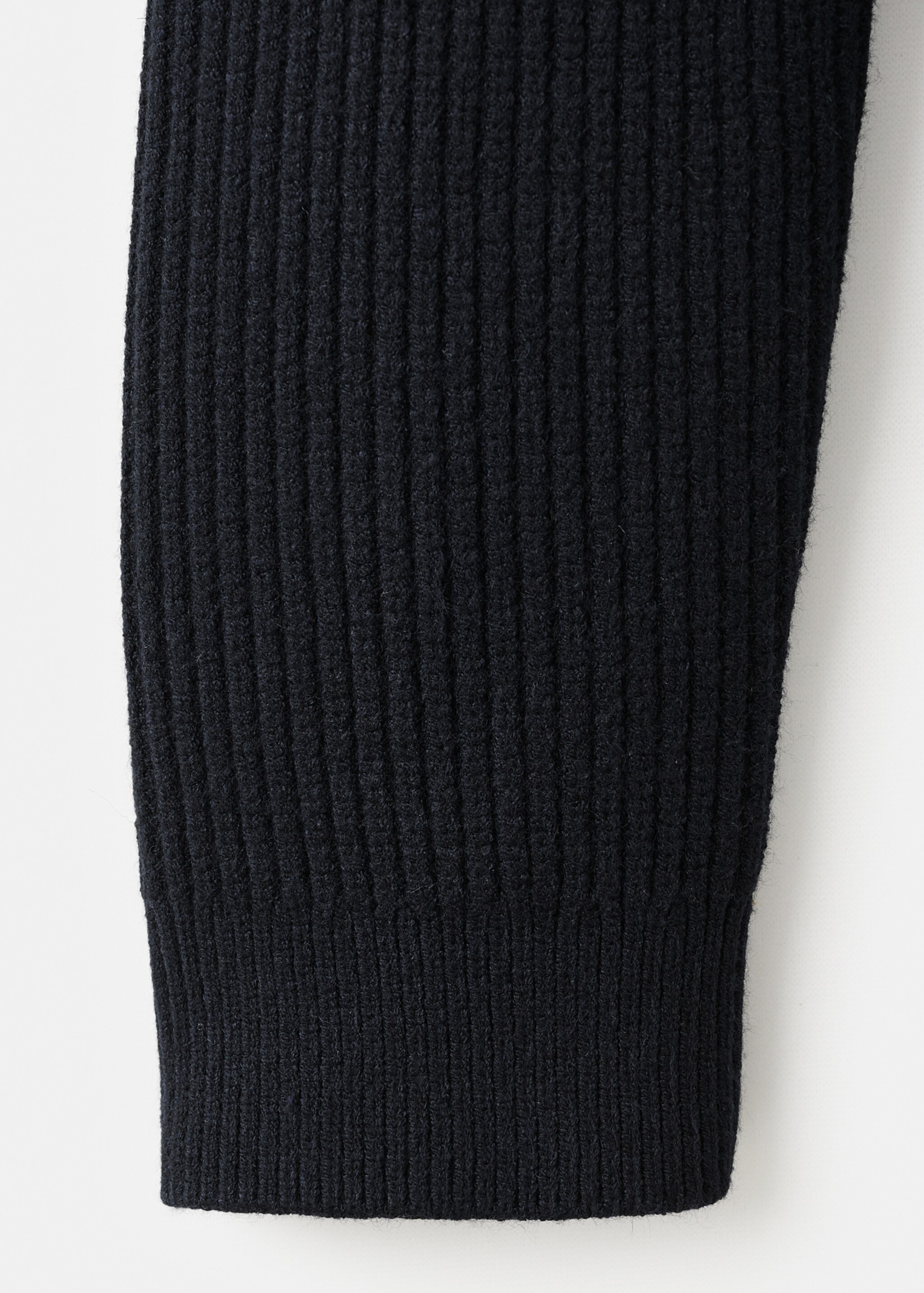 Ribbed polo-neck sweater with buttons - Details of the article 0, Dark Navy. Ref: 17007786-00.