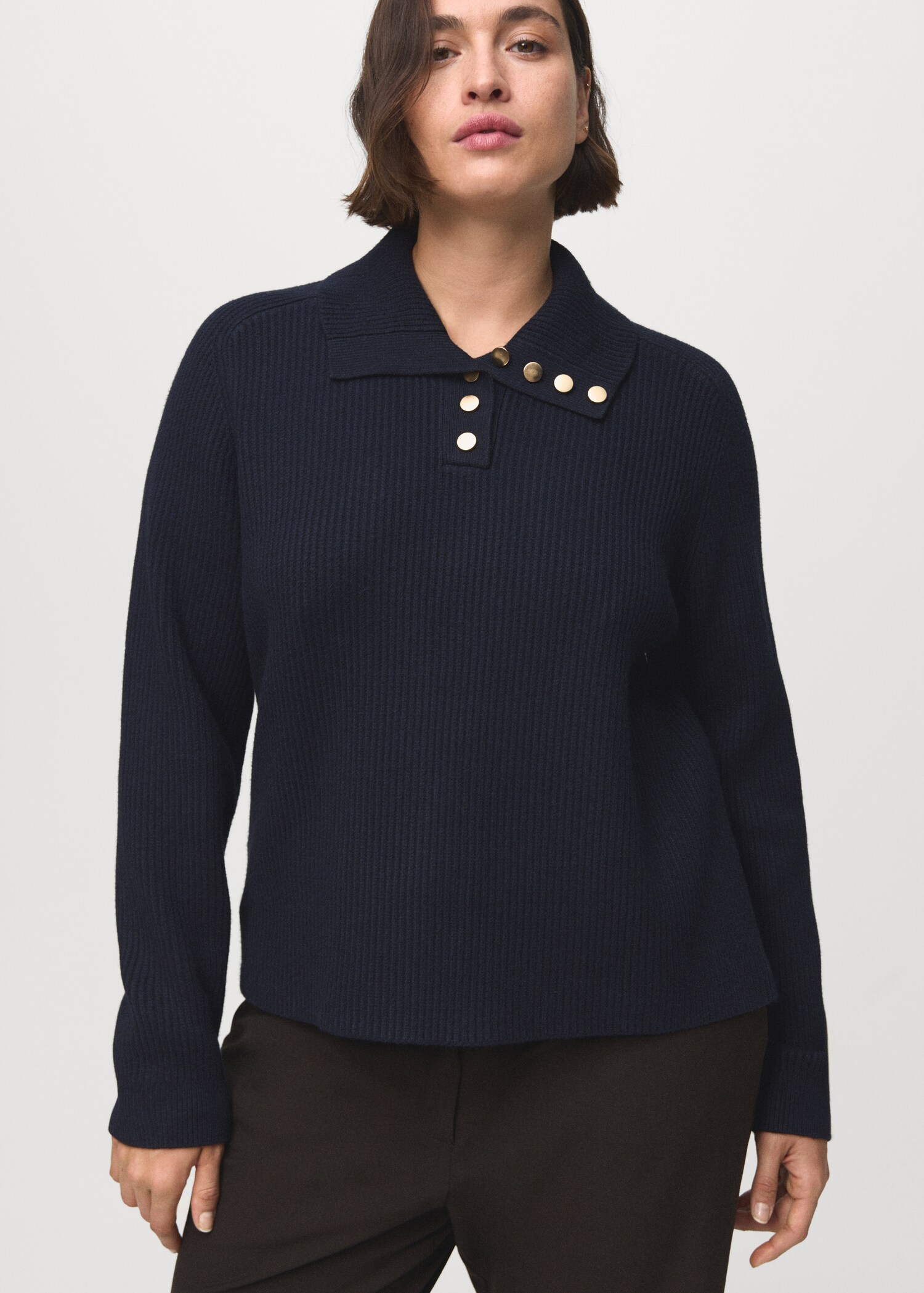 Ribbed polo neck sweater with buttons - Details of the article 5