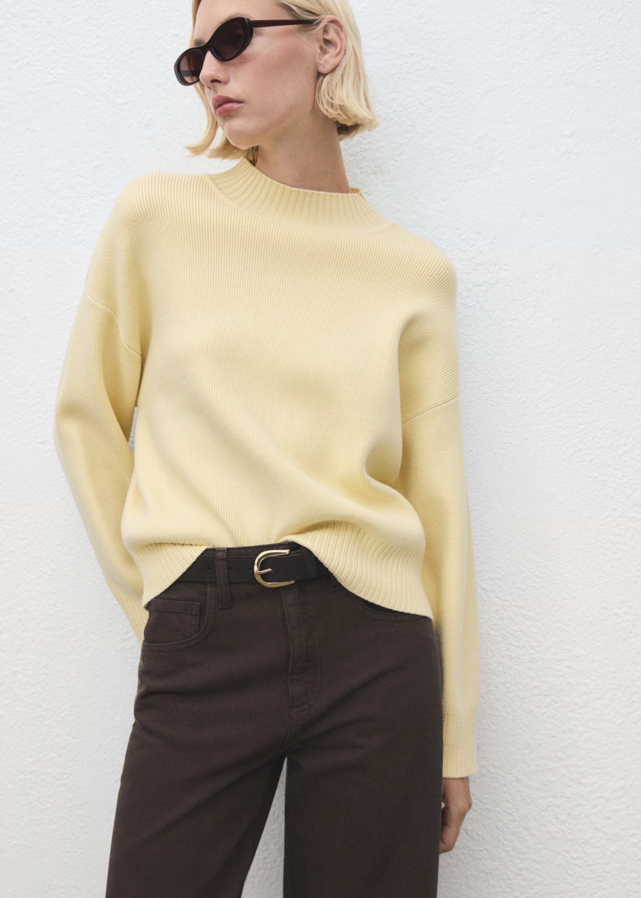 High collar sweater - Medium plane, Yellow. Ref: 17007788-00.