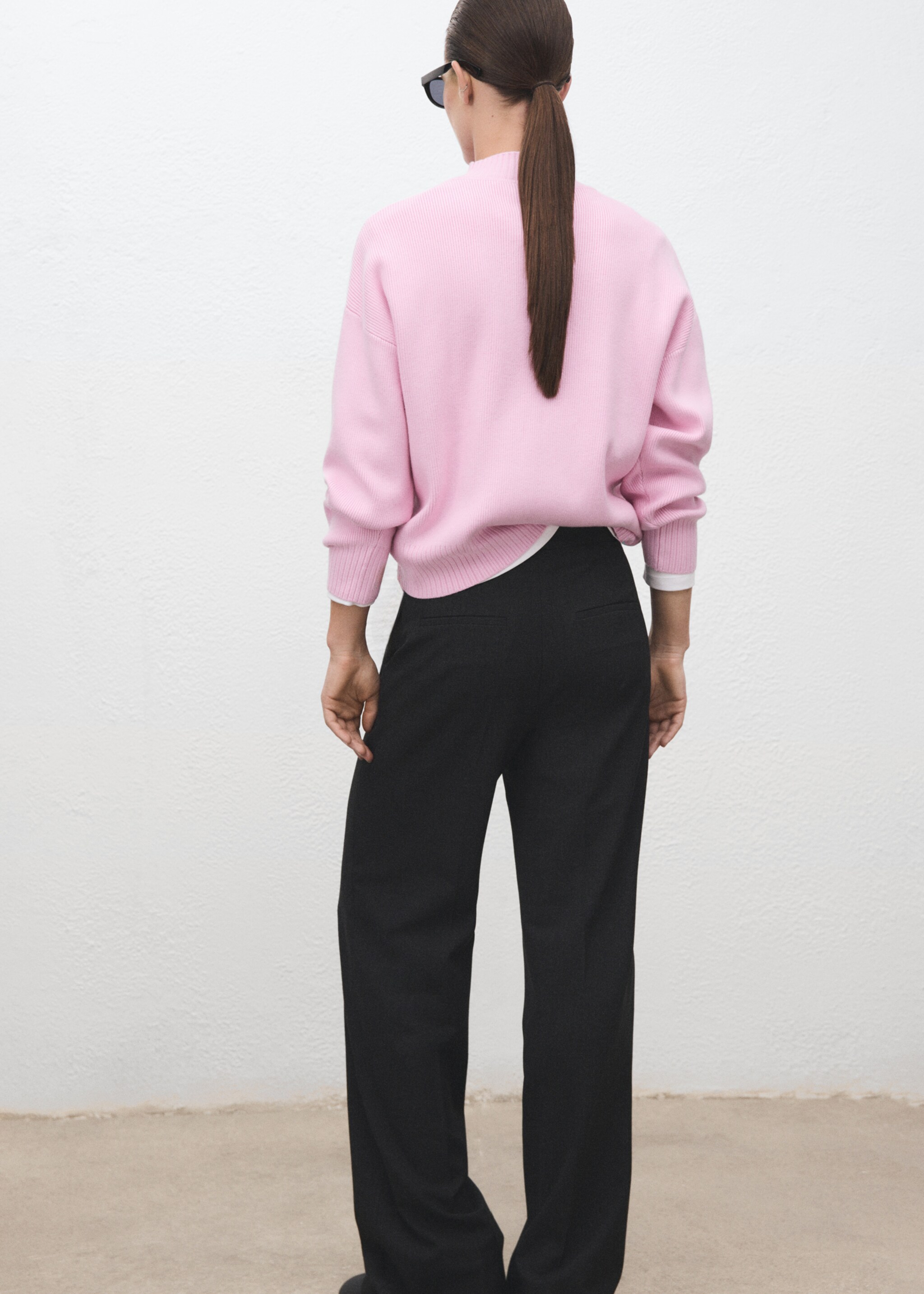 High collar sweater - Reverse of the article, Pink. Ref: 17007788-00.