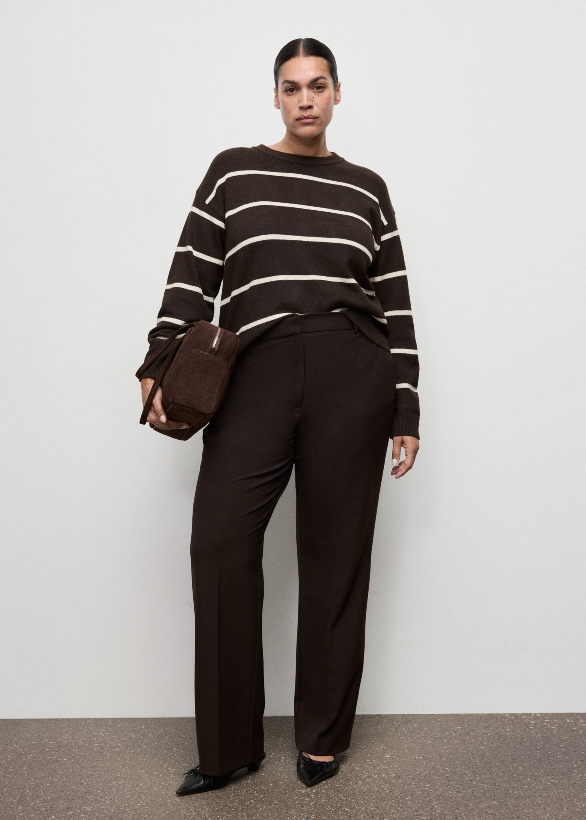 Knit striped sweater - Details of the article 3, Chocolate. Ref: 17007789-00.