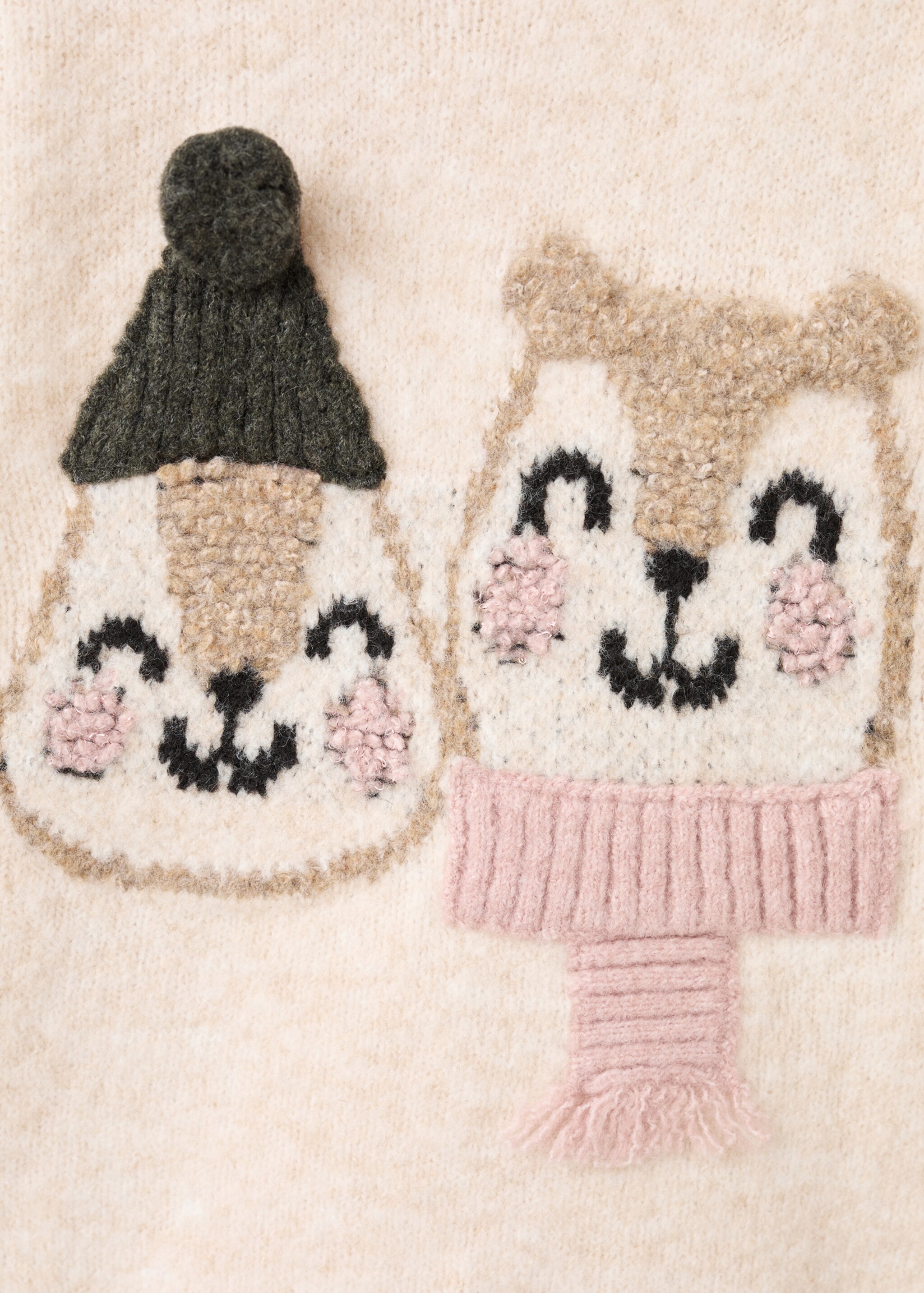 Knit embroidered sweater - Details of the article 0, Beige. Ref: 17007794-00.