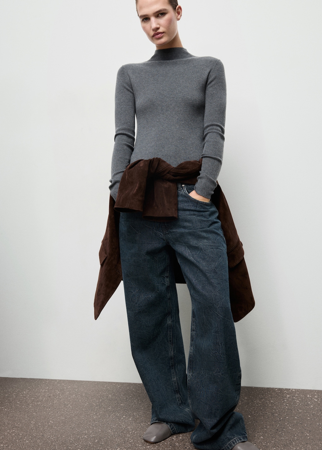 Mango Fitted sweater with perkins neck