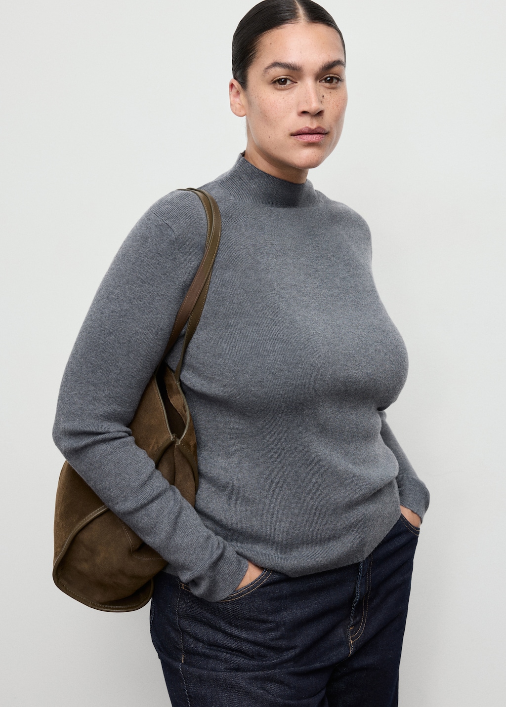 Mango Fitted sweater with perkins neck