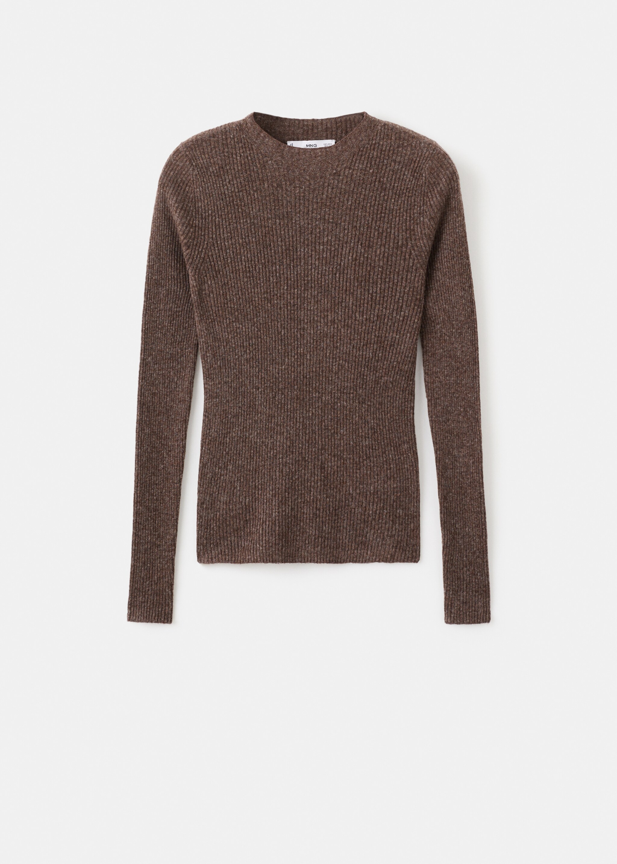 Ribbed sweater with perkins neck - Article without model, Chocolate. Ref: 17007806-00.