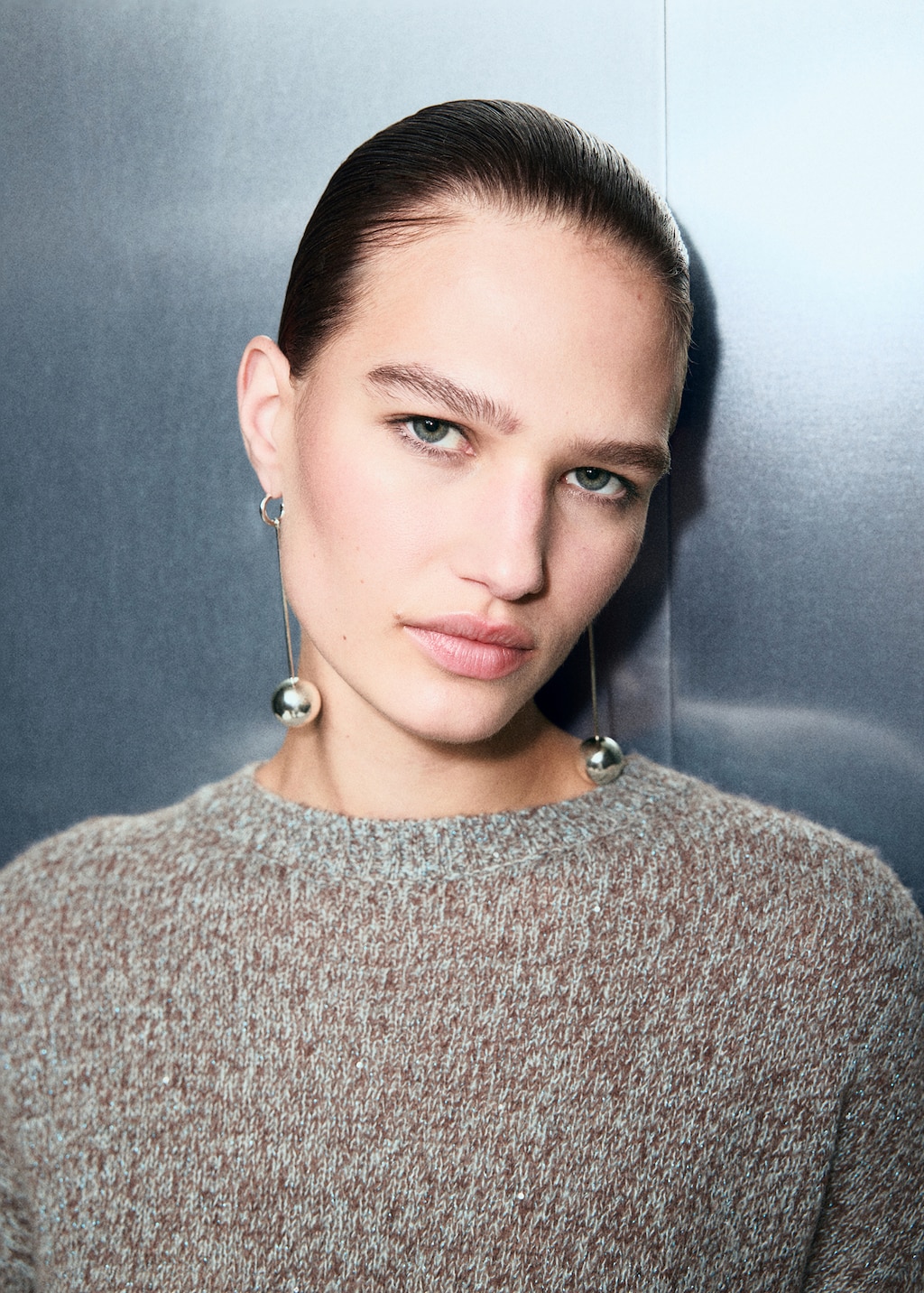 Speckled lurex knitted sweater