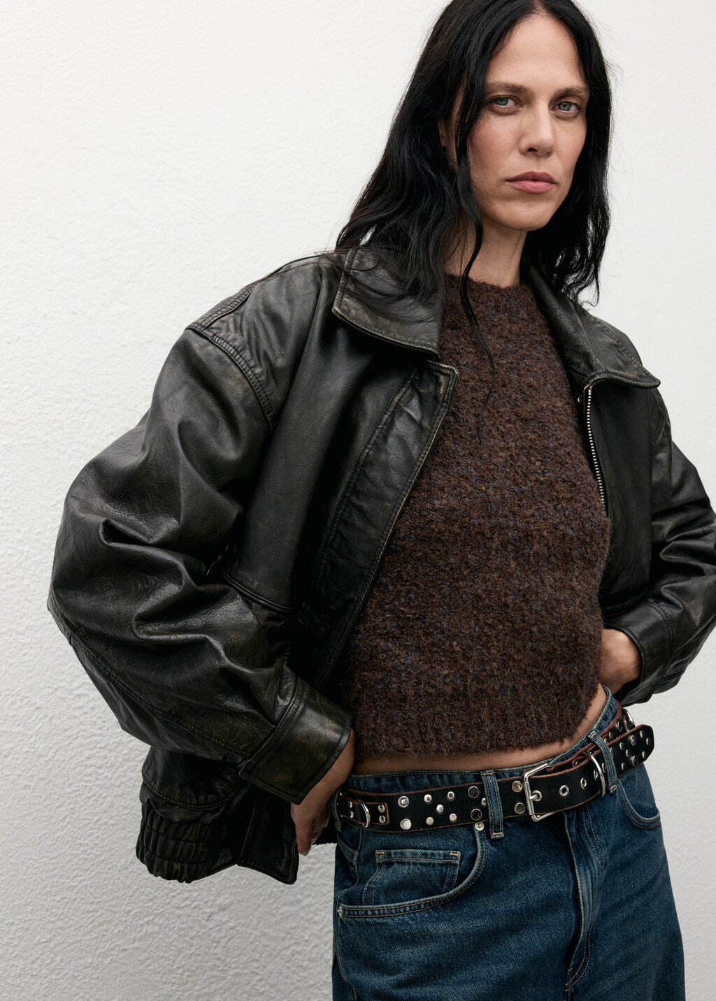 Mango Bouclé short-sleeved sweater thumbnail