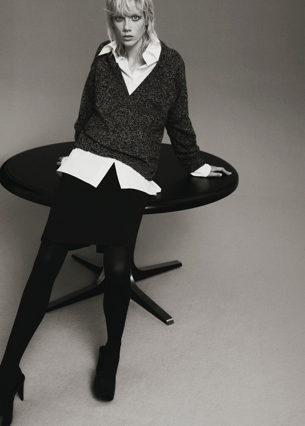 Mango Speckled V-neck sweater