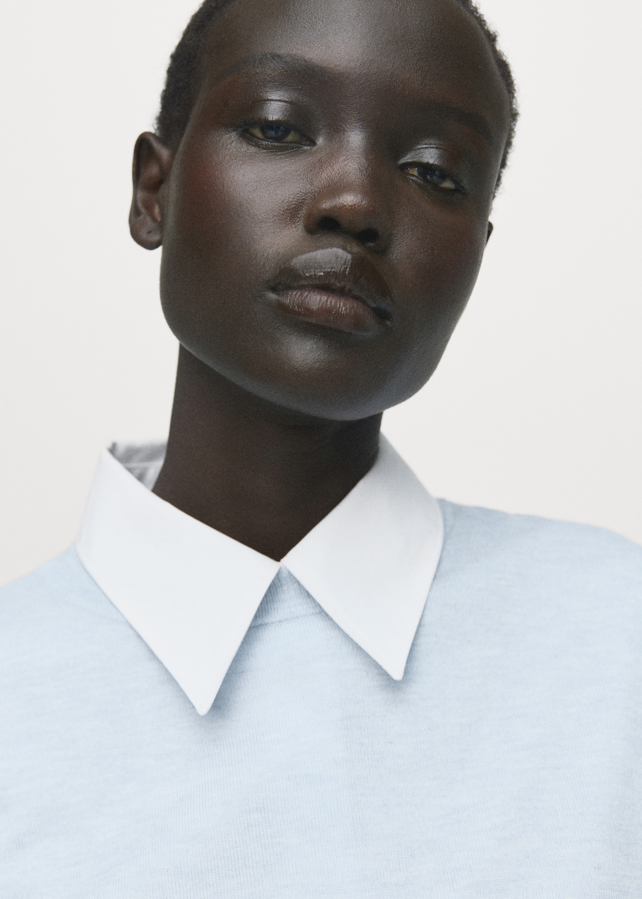 Fine-knit crew-neck sweater - Details of the article 1, Sky Blue. Ref: 17007817-00.