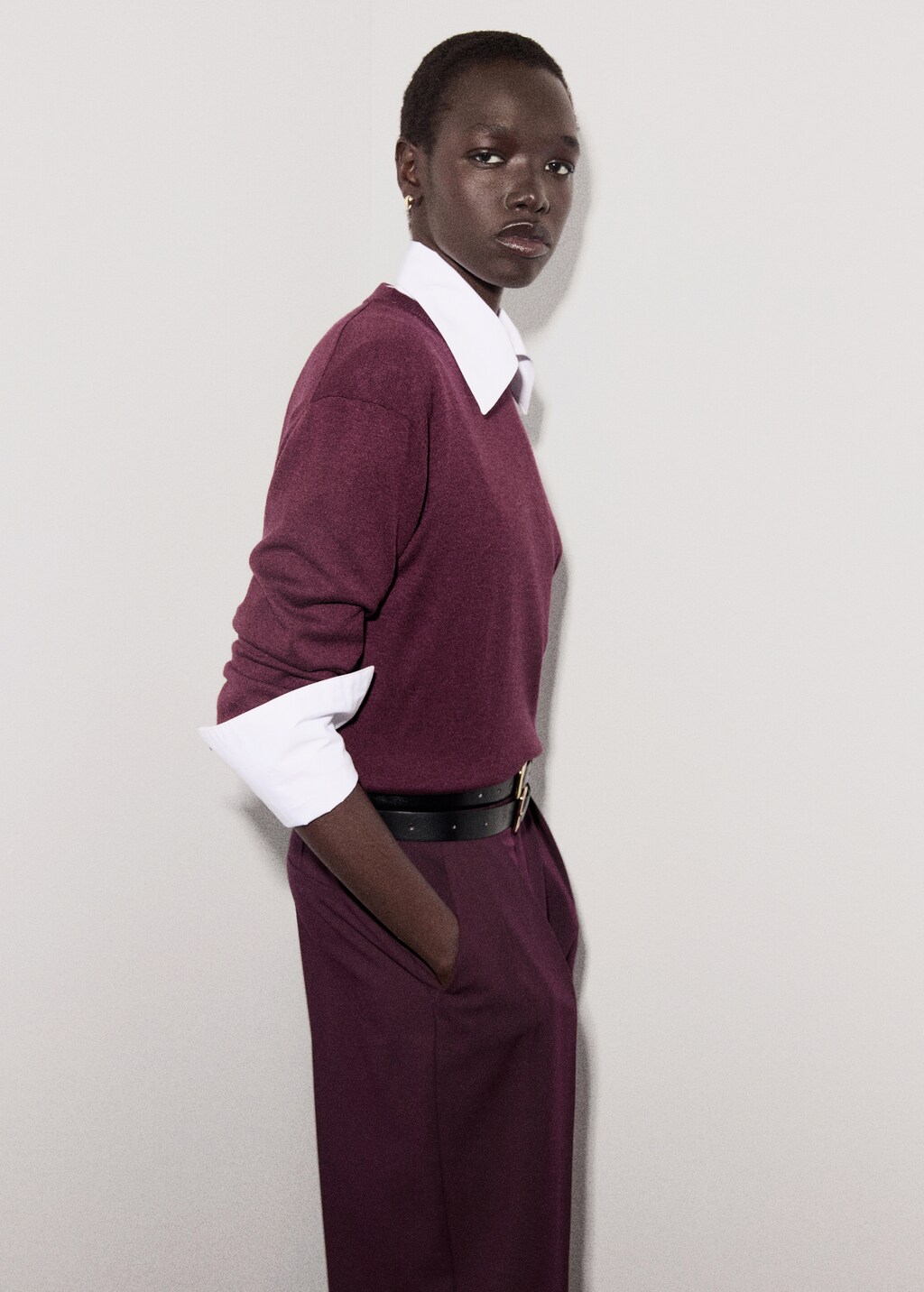 Fine-knit crew-neck sweater