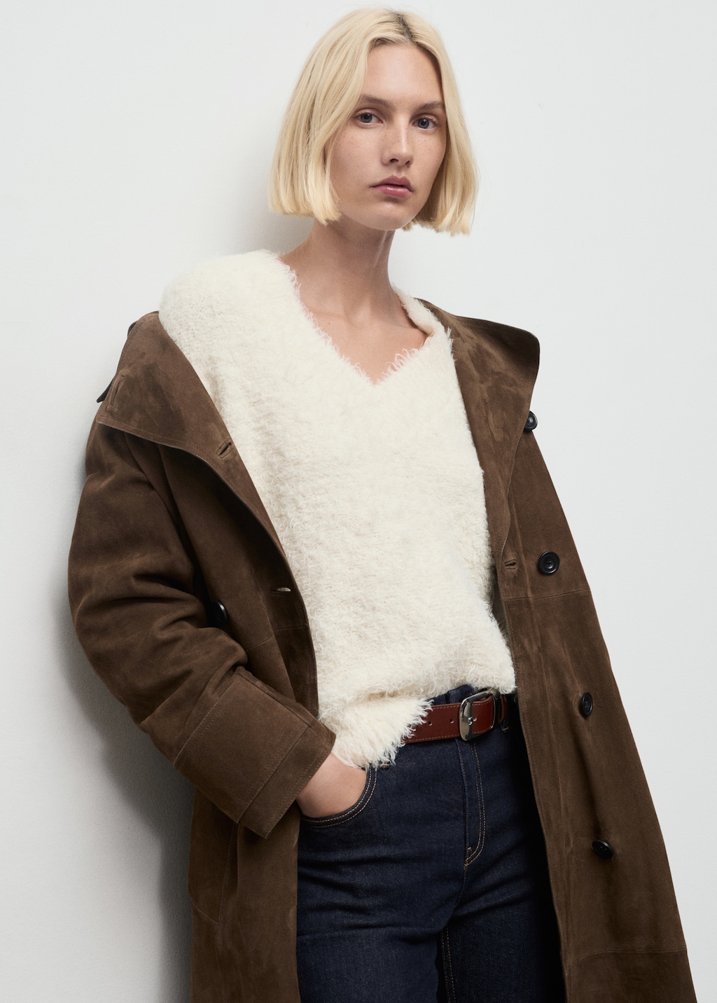 Fur-effect knitted sweater