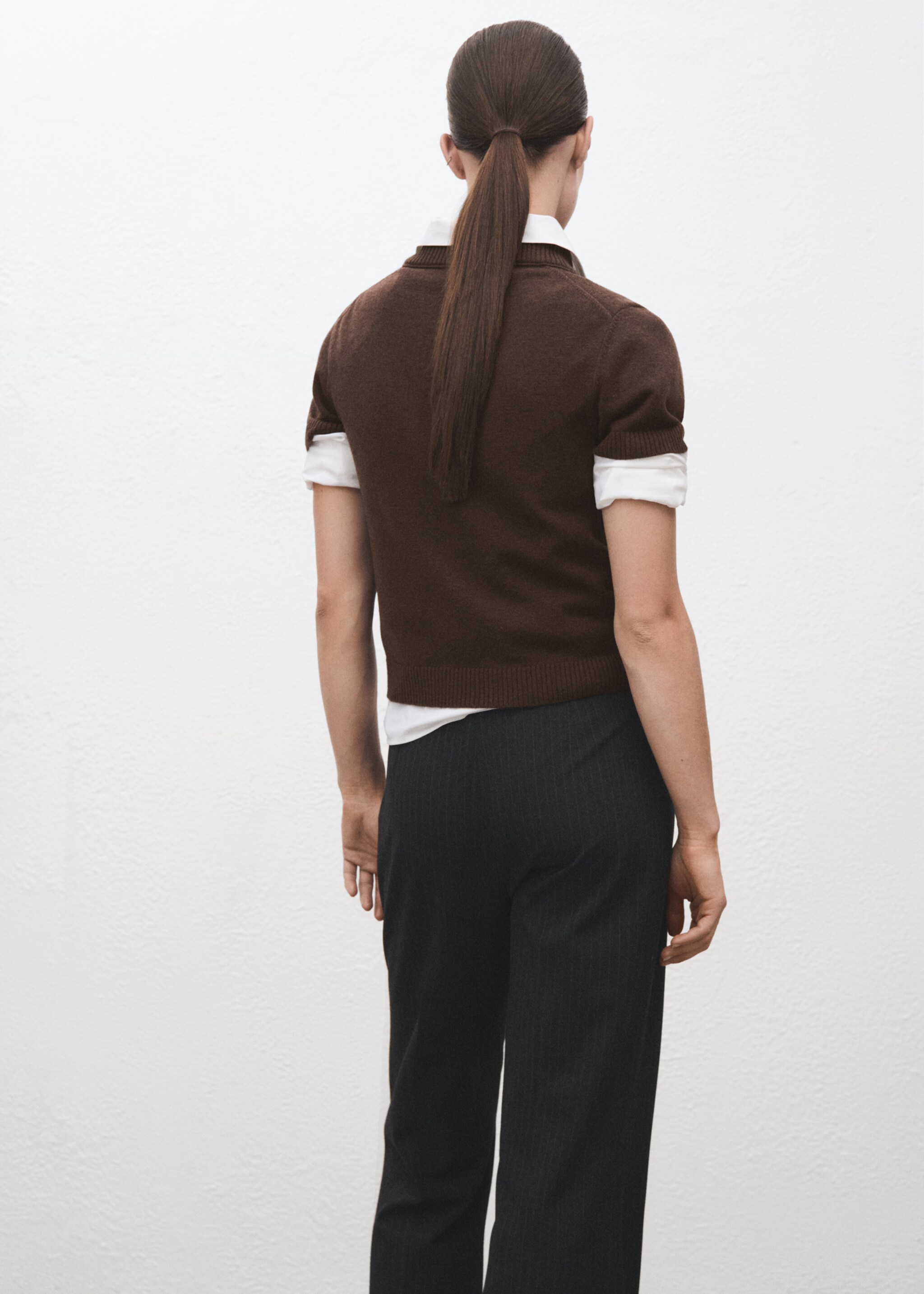V-neck knit sweater - Reverse of the article, Chocolate. Ref: 17007821-00.