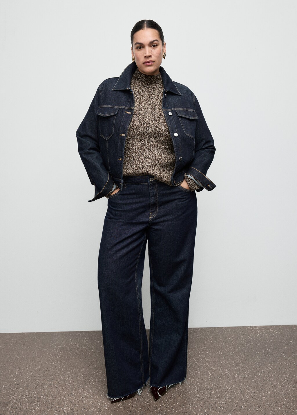 Mango Speckled perkins-neck sweater