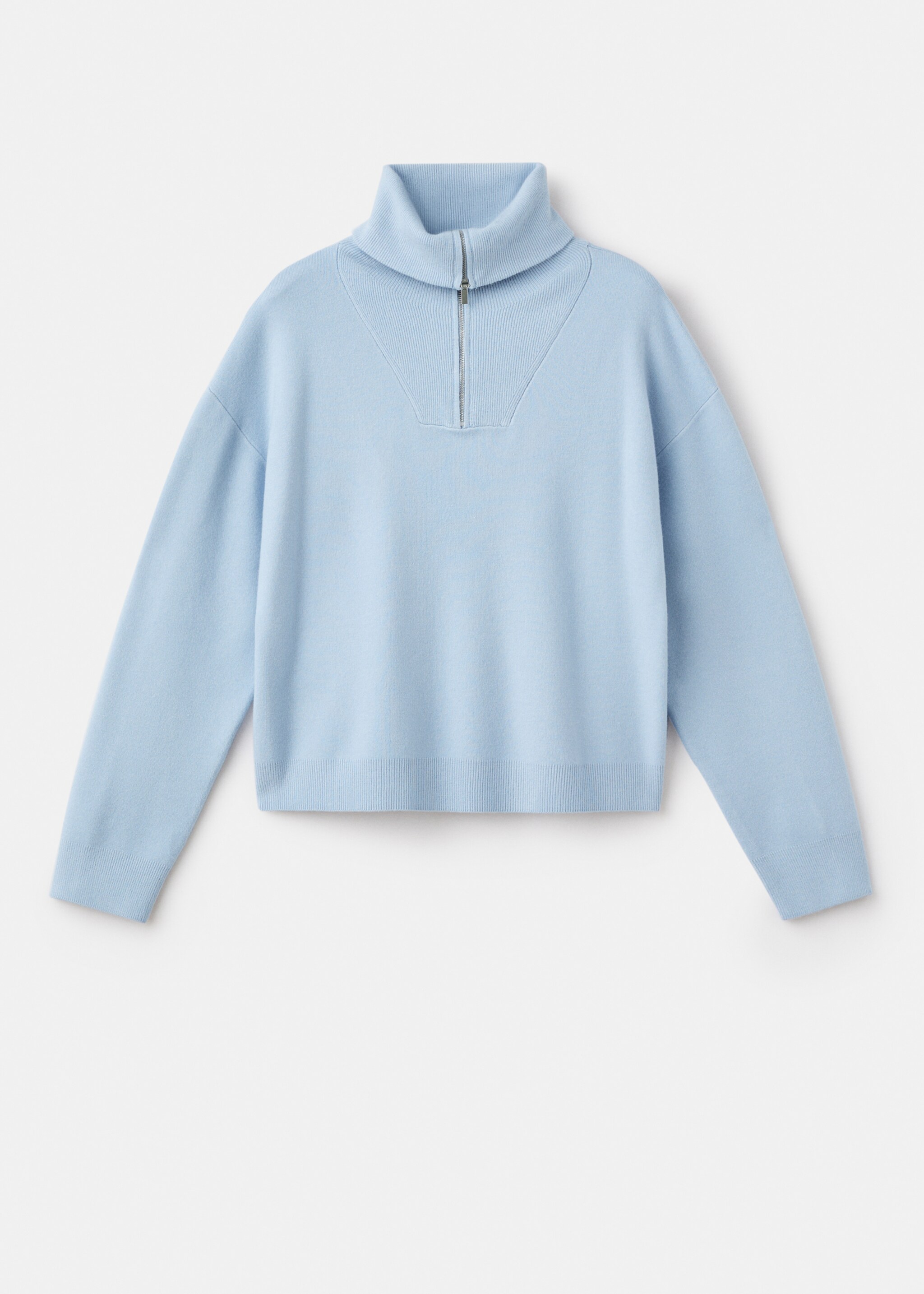 Turtleneck sweater with zip - Article without model, Sky Blue. Ref: 17007833-00.