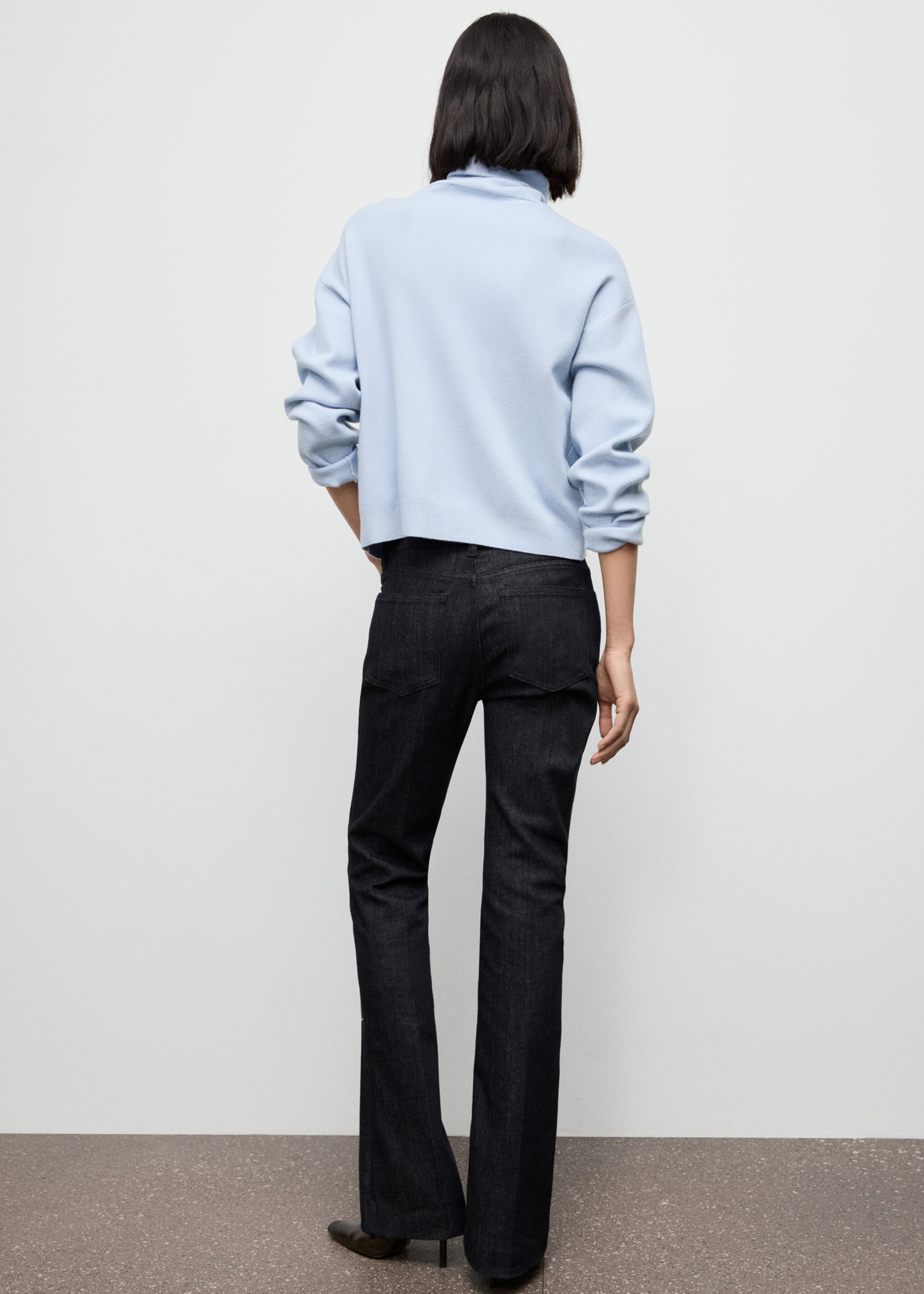 Turtleneck sweater with zip - Reverse of the article, Sky Blue. Ref: 17007833-00.