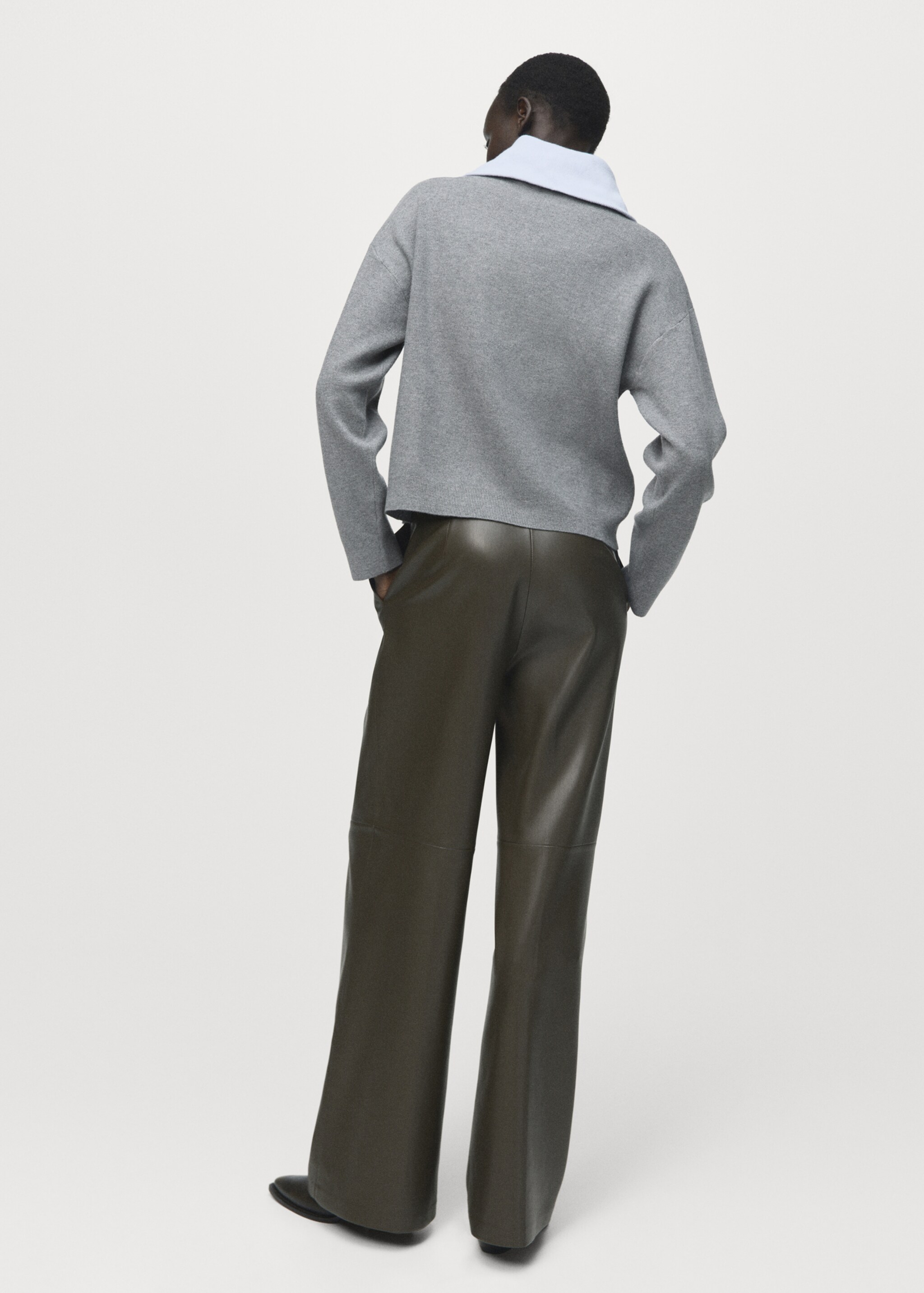 Turtleneck sweater with zip - Reverse of the article, Grey. Ref: 17007833-00.