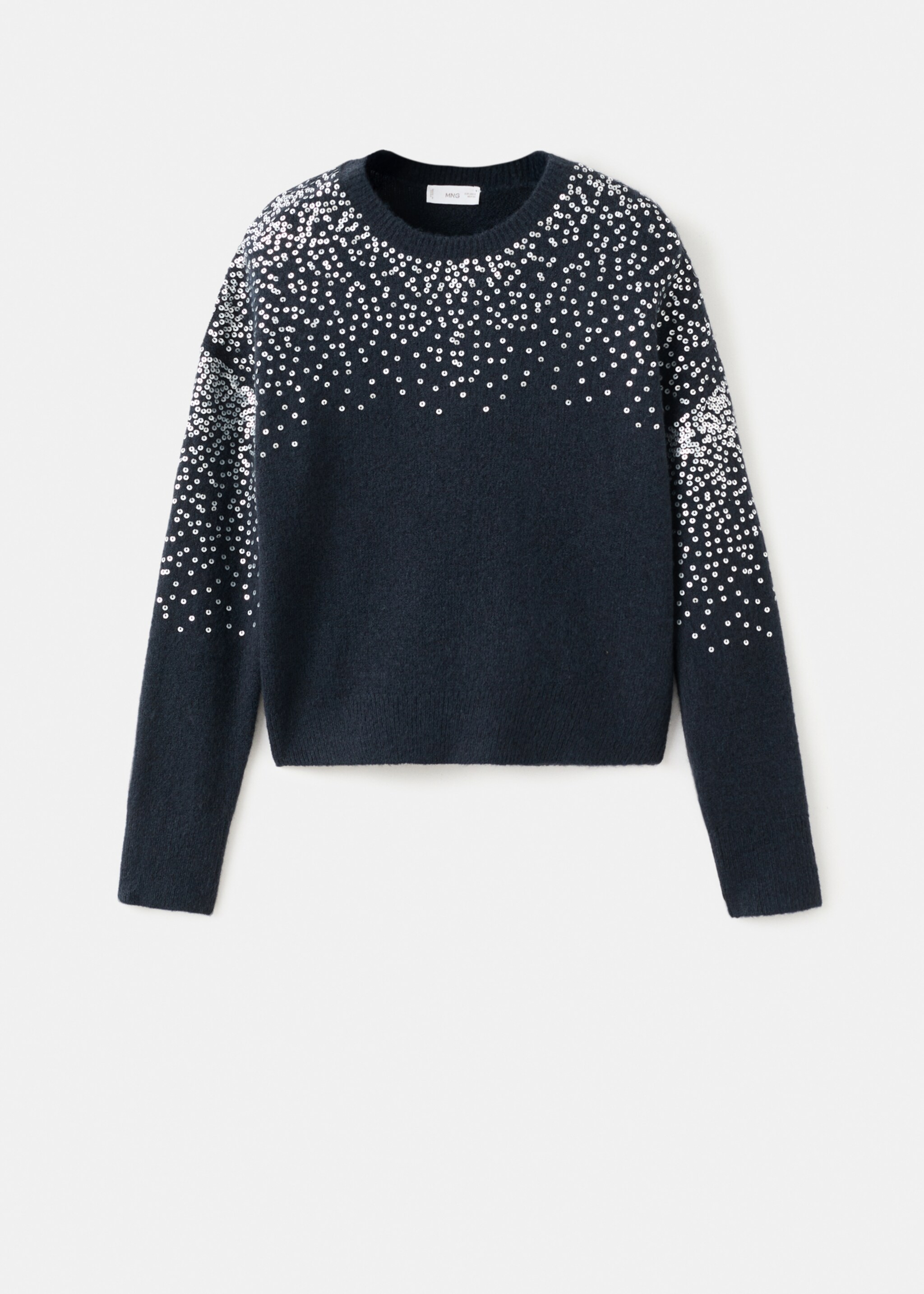 Pull-over maille sequins - Article sans modèle, Bleu marine. Ref: 17007835-00.