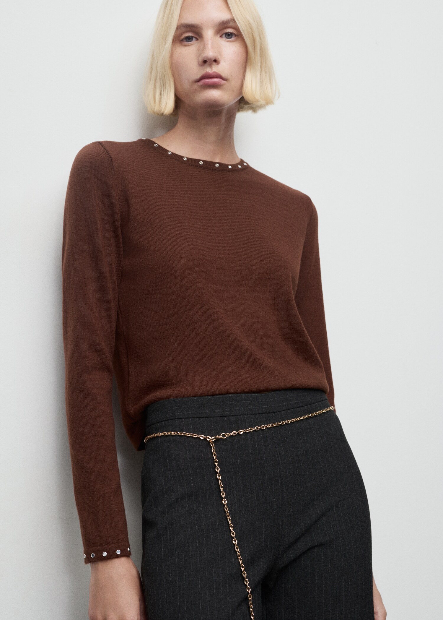 Studded knitted sweater - Medium plane