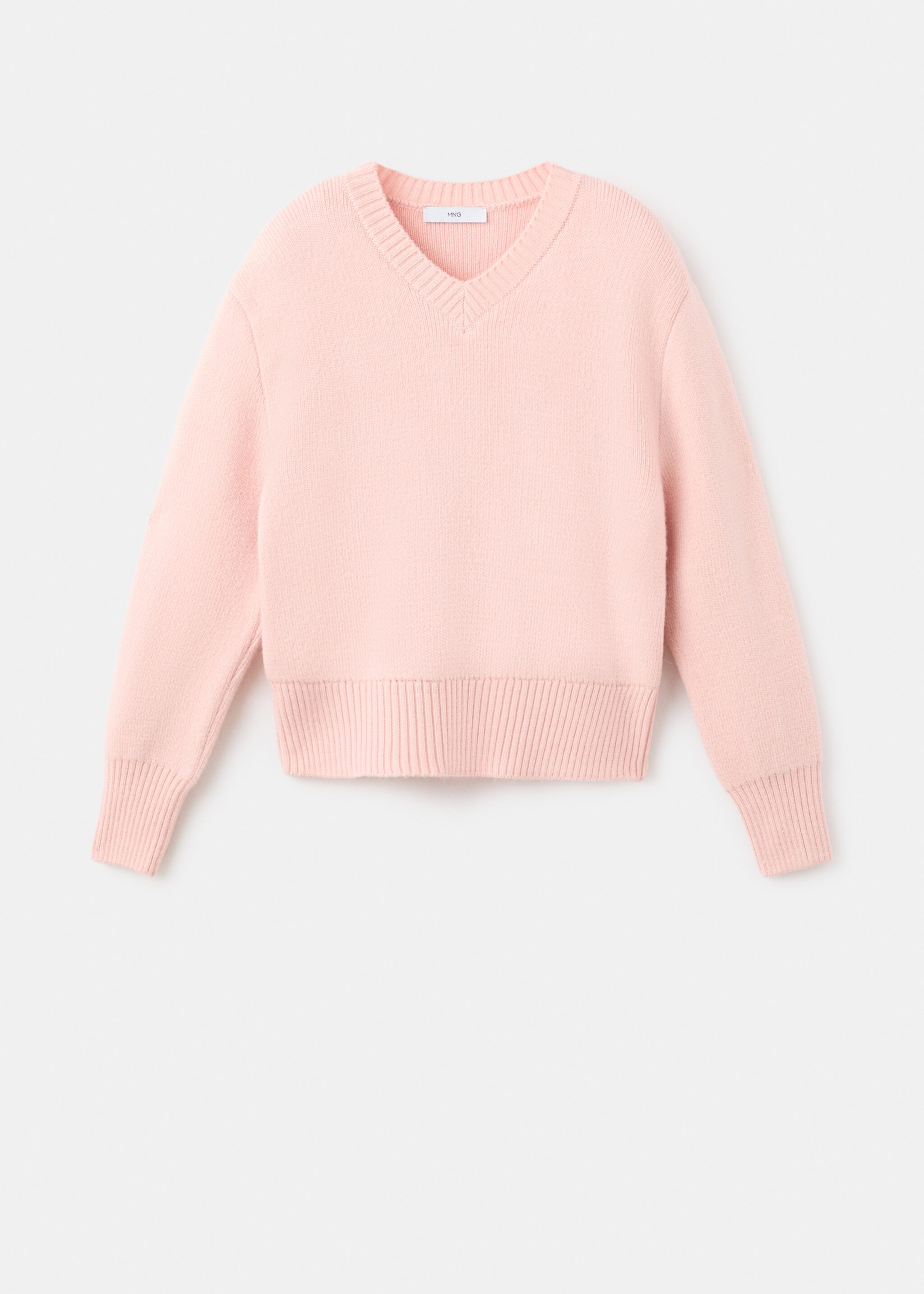 Pull-over maille col en V - Article sans modèle, Rose pastel. Ref: 17007840-00.