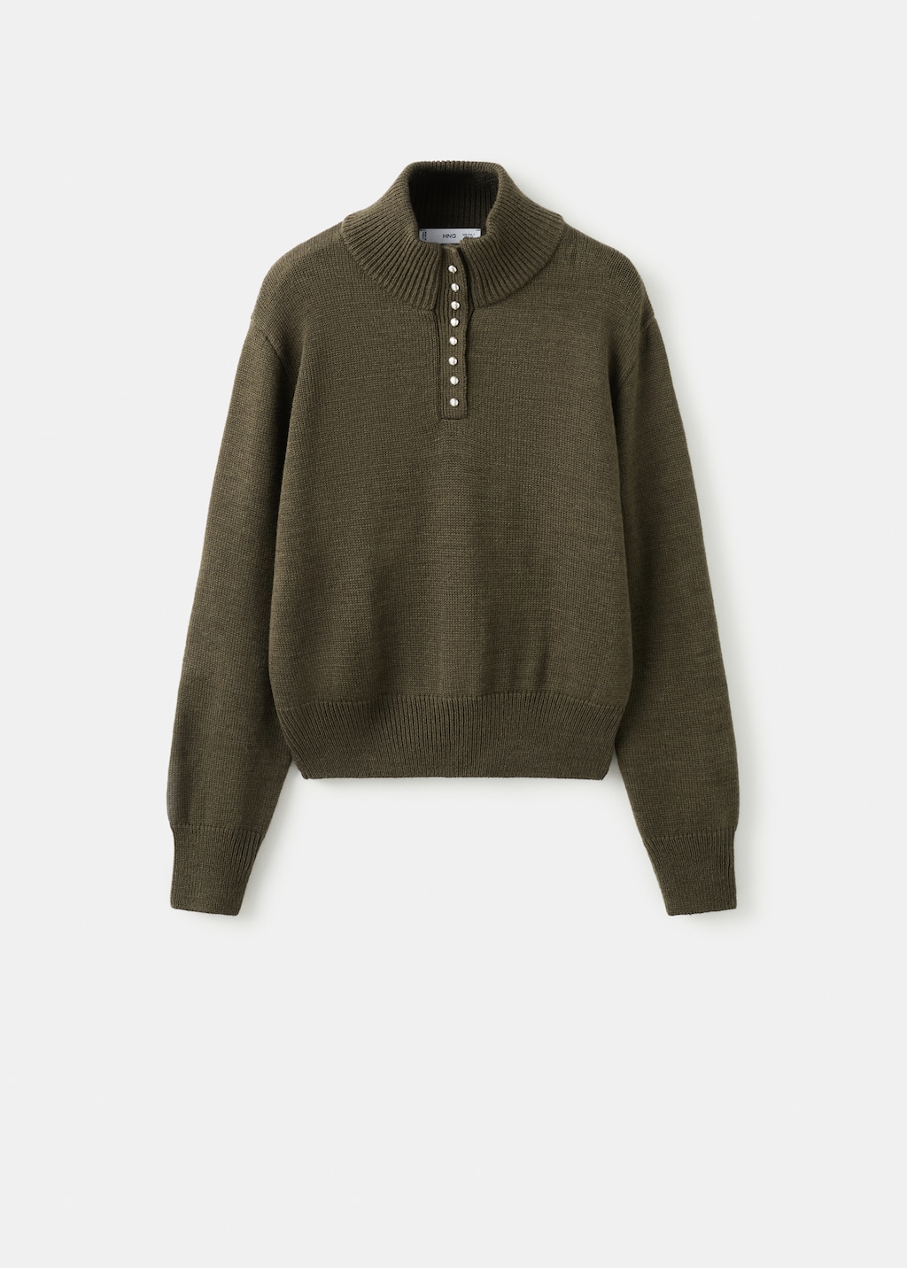 Mango Perkins-neck sweater with button