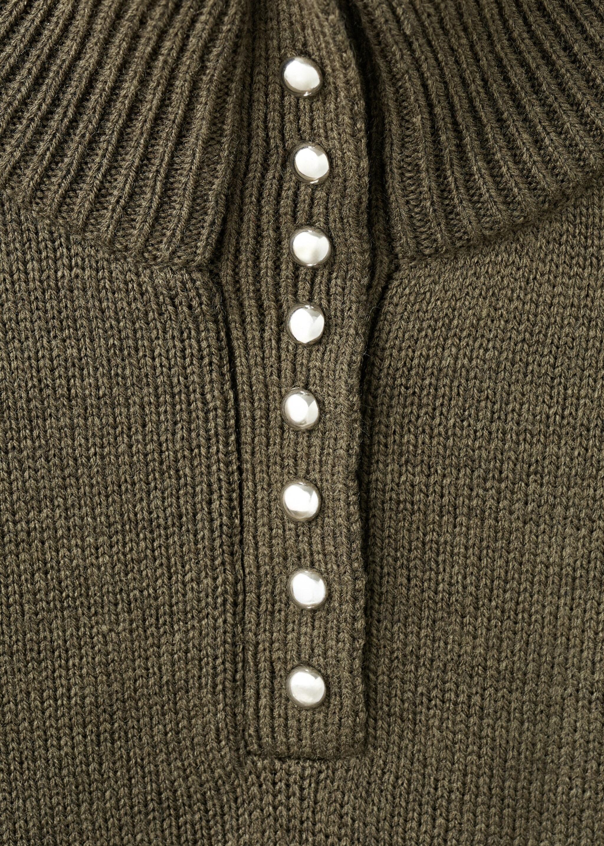 Pull col cheminée à boutons - Détail de l'article 8, Kaki. Ref: 17007844-00.