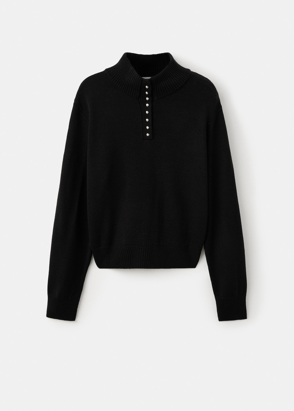 Perkins-neck sweater with button