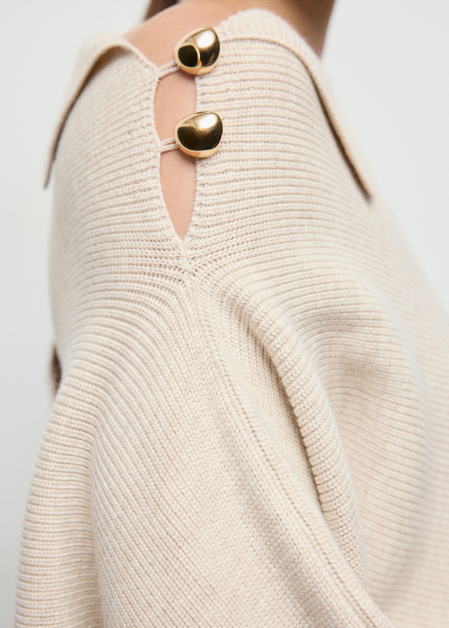 Sweater with asymmetrical neck and jewel buttons - Medium plane