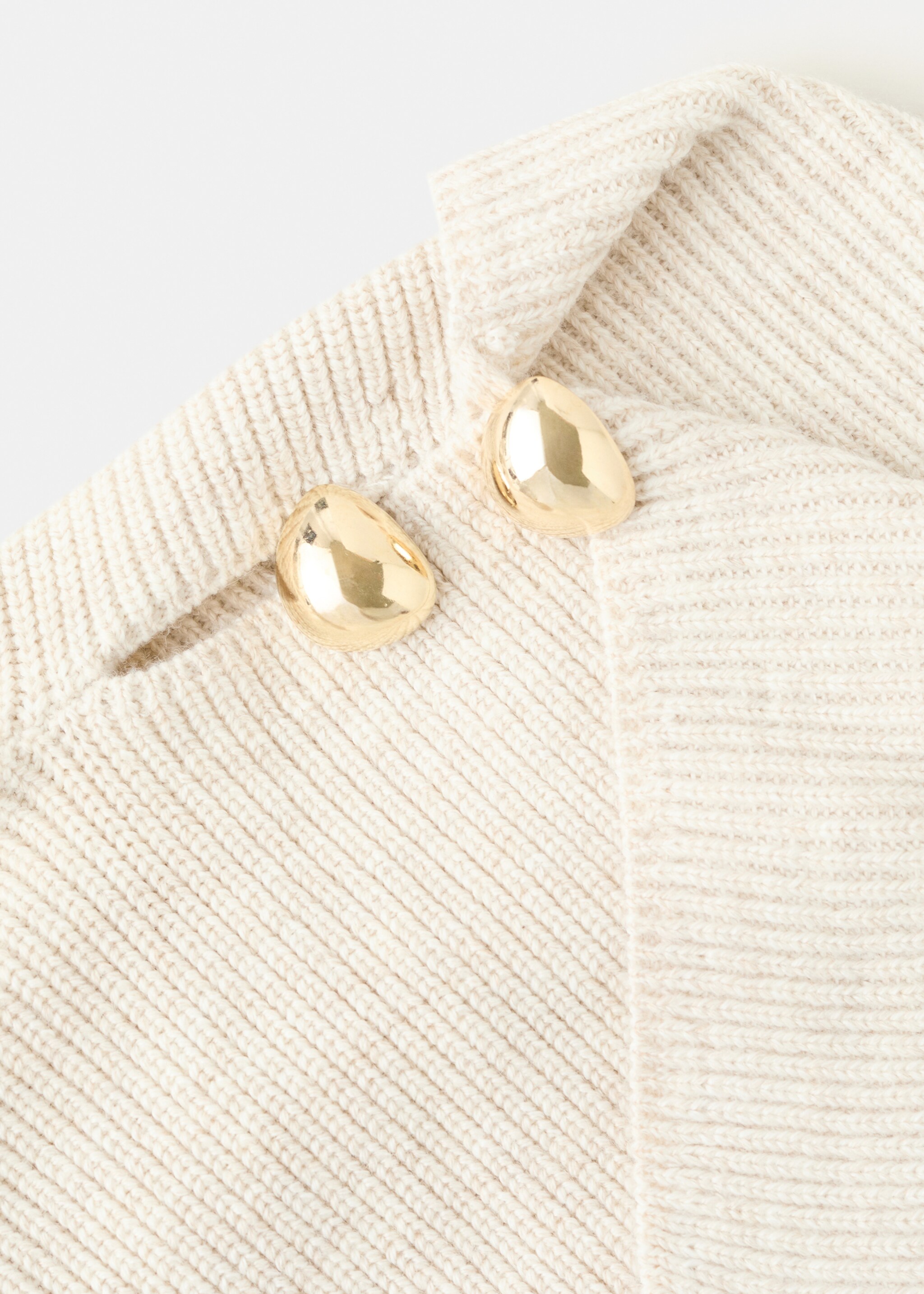 Sweater with asymmetrical neck and jewel buttons - Details of the article 8, Beige. Ref: 17007845-00.