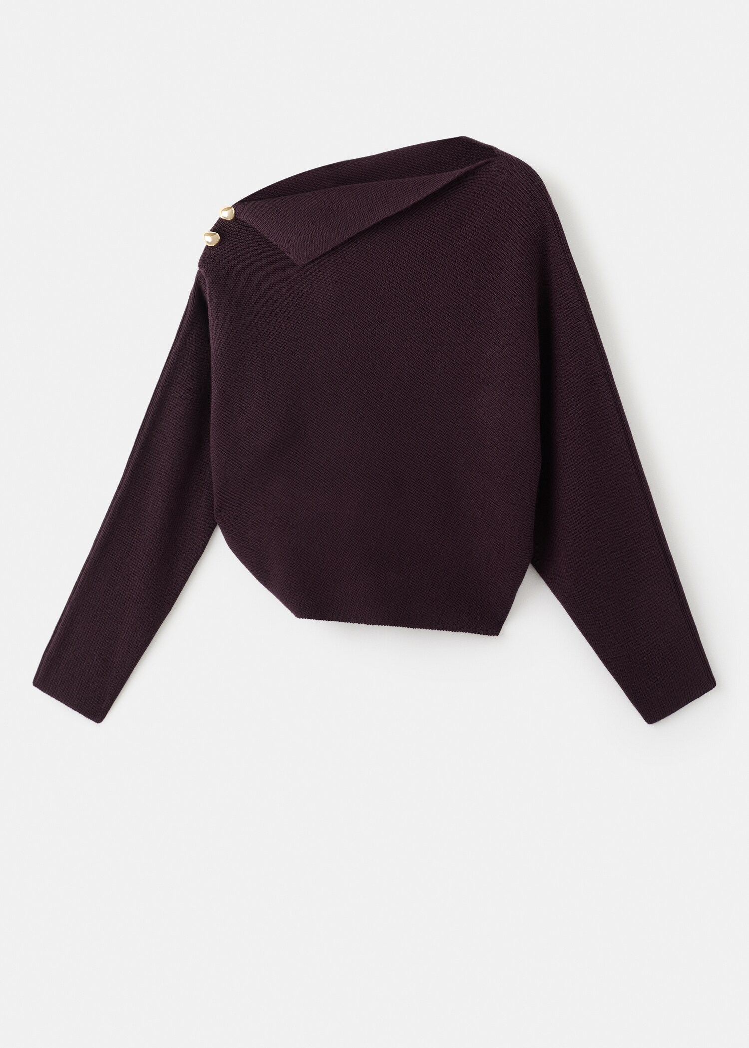 Pullover mit asymmetrischem Kragen und Schmuckknöpfen - Artikel ohne Model