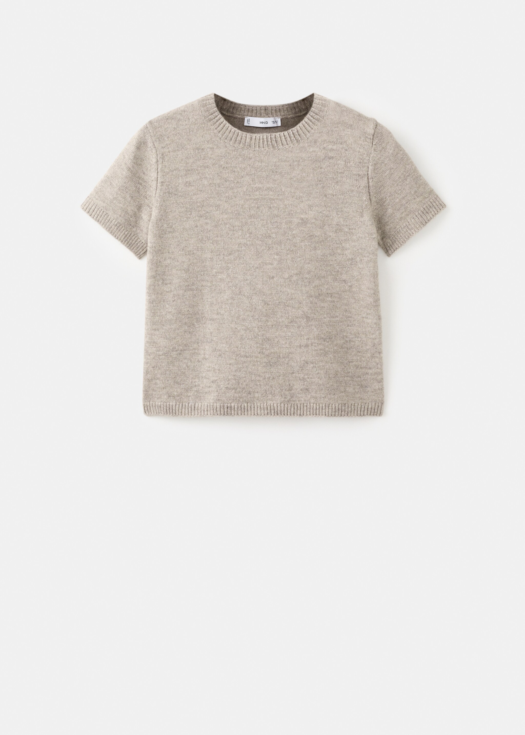 Short-sleeved knitted sweater - Article without model, Light/Pastel Grey. Ref: 17007846-00.