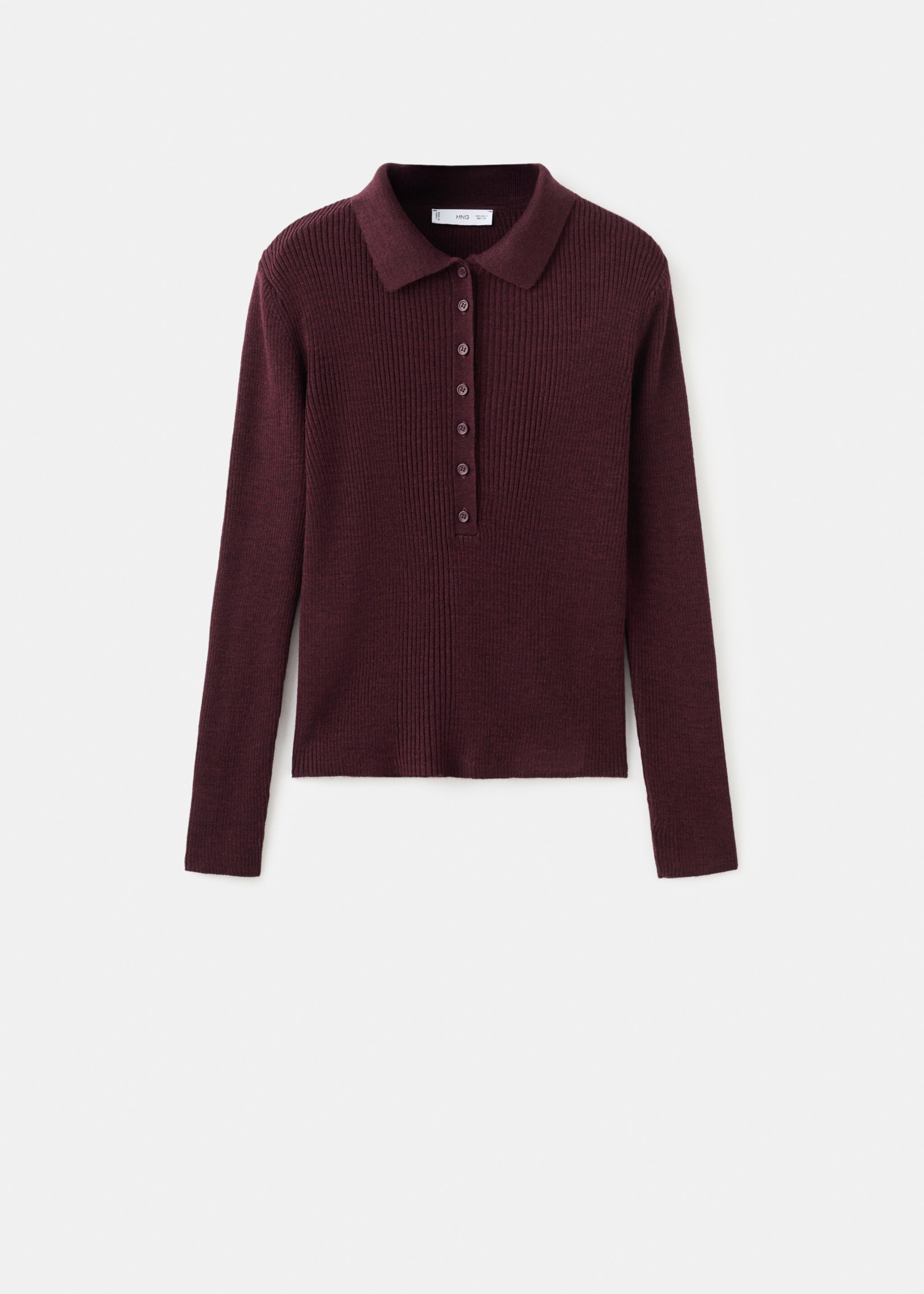 Polo-neck ribbed sweater - Article without model, Wine. Ref: 17007848-00.