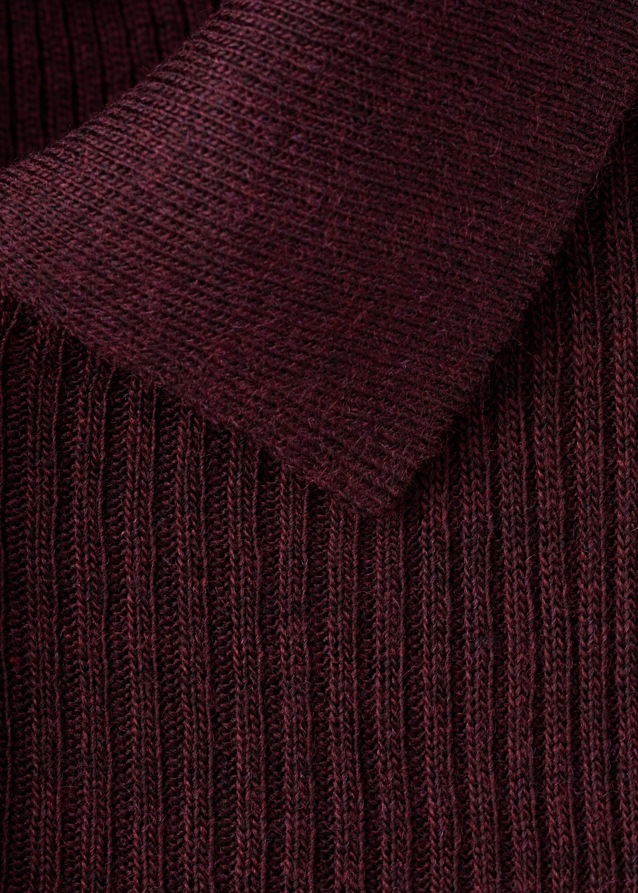 Polo-neck ribbed sweater - Details of the article 0, Wine. Ref: 17007848-00.