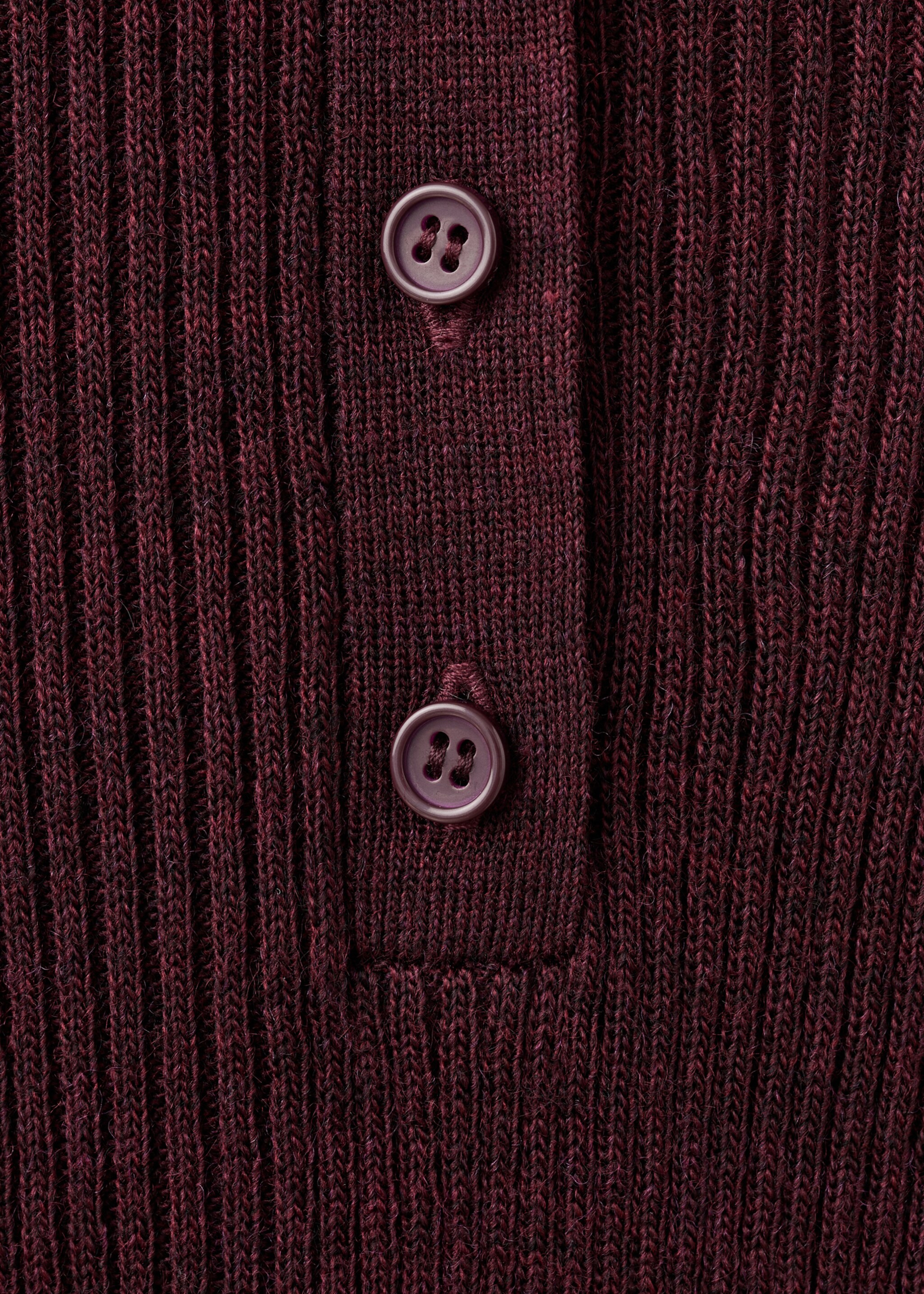 Polo-neck ribbed sweater - Details of the article 8, Wine. Ref: 17007848-00.