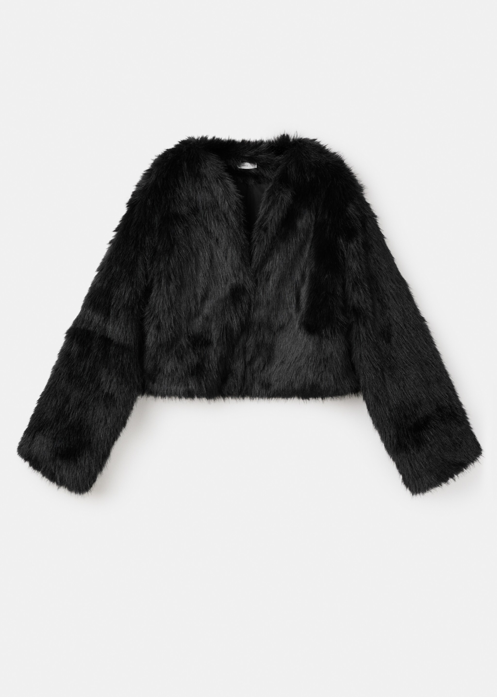 Short fur effect coat - Article without model, Black. Ref: 17007887-00.