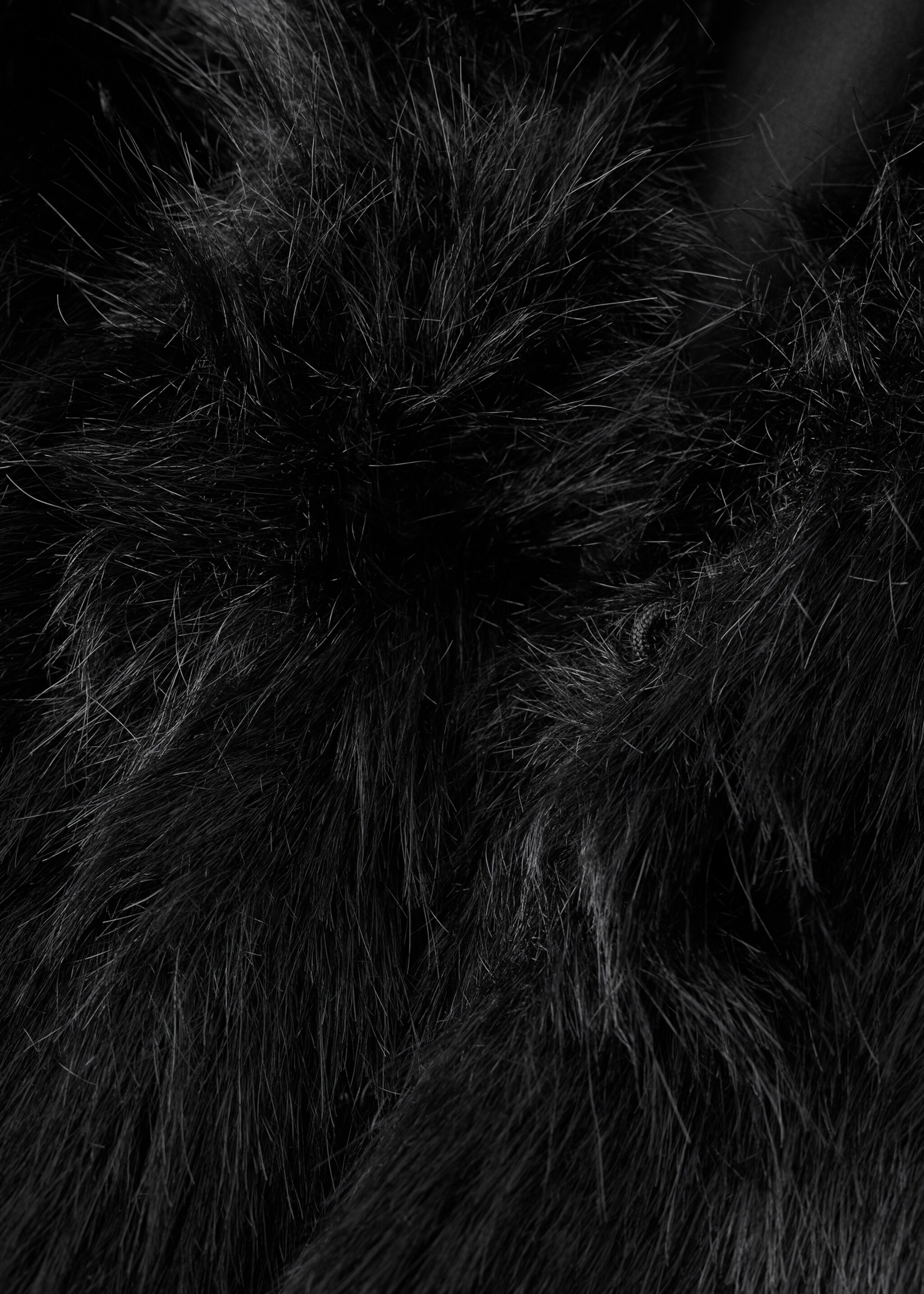 Short fur effect coat - Details of the article 0, Black. Ref: 17007887-00.