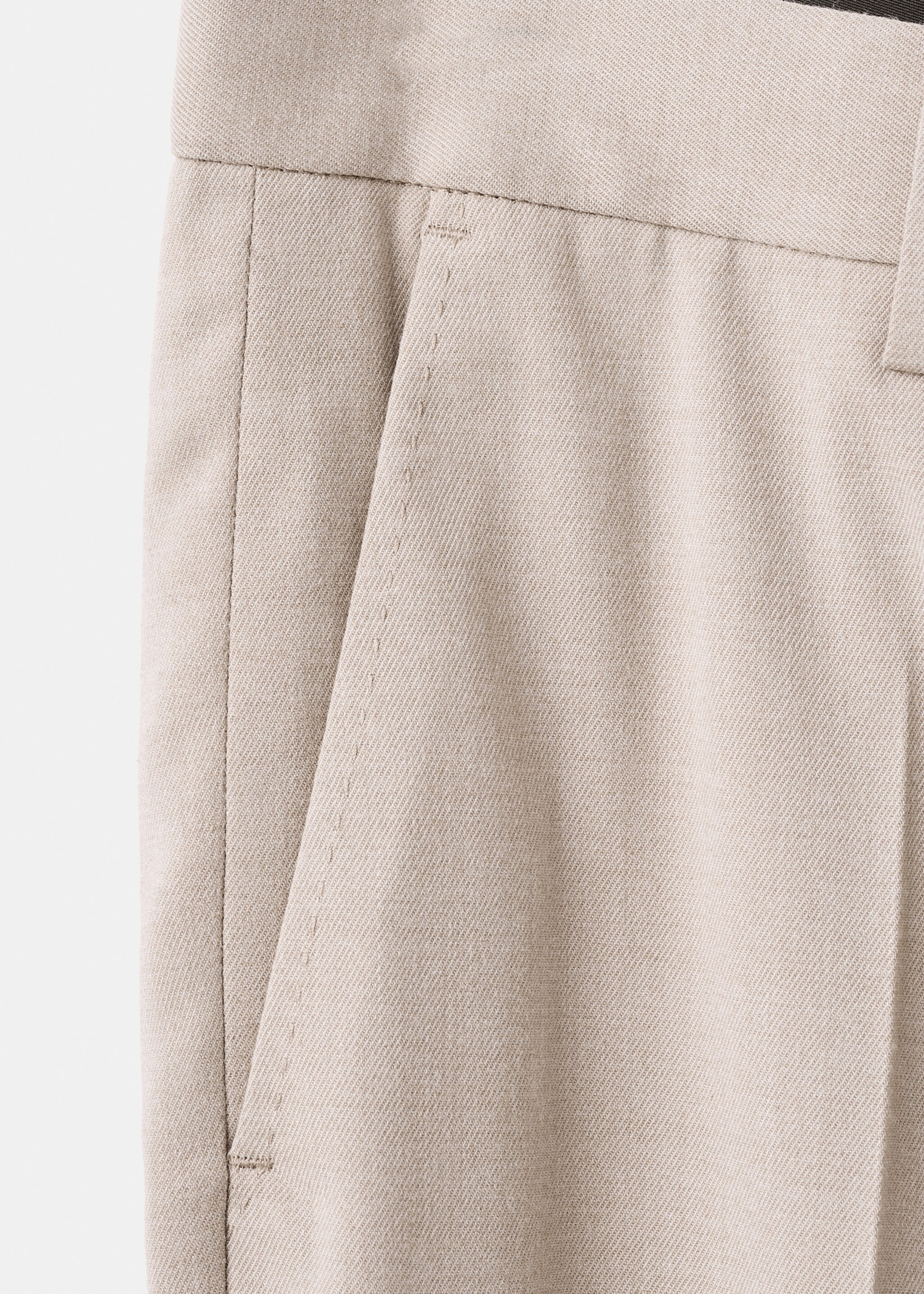 Regular-fit pleated trousers - Details of the article 0, Beige. Ref: 17007890-00.
