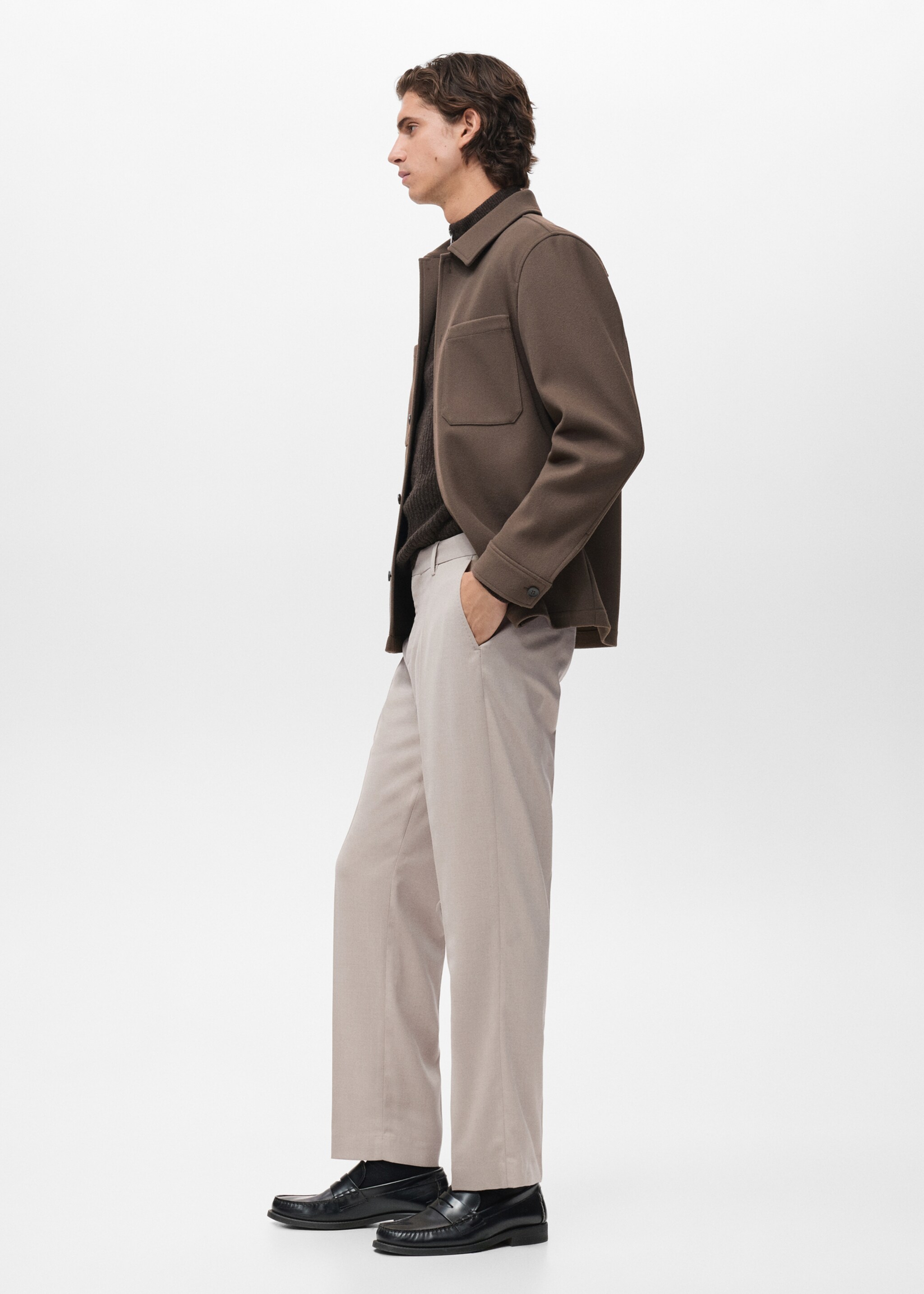 Regular-fit pleated trousers - Details of the article 2, Beige. Ref: 17007890-00.