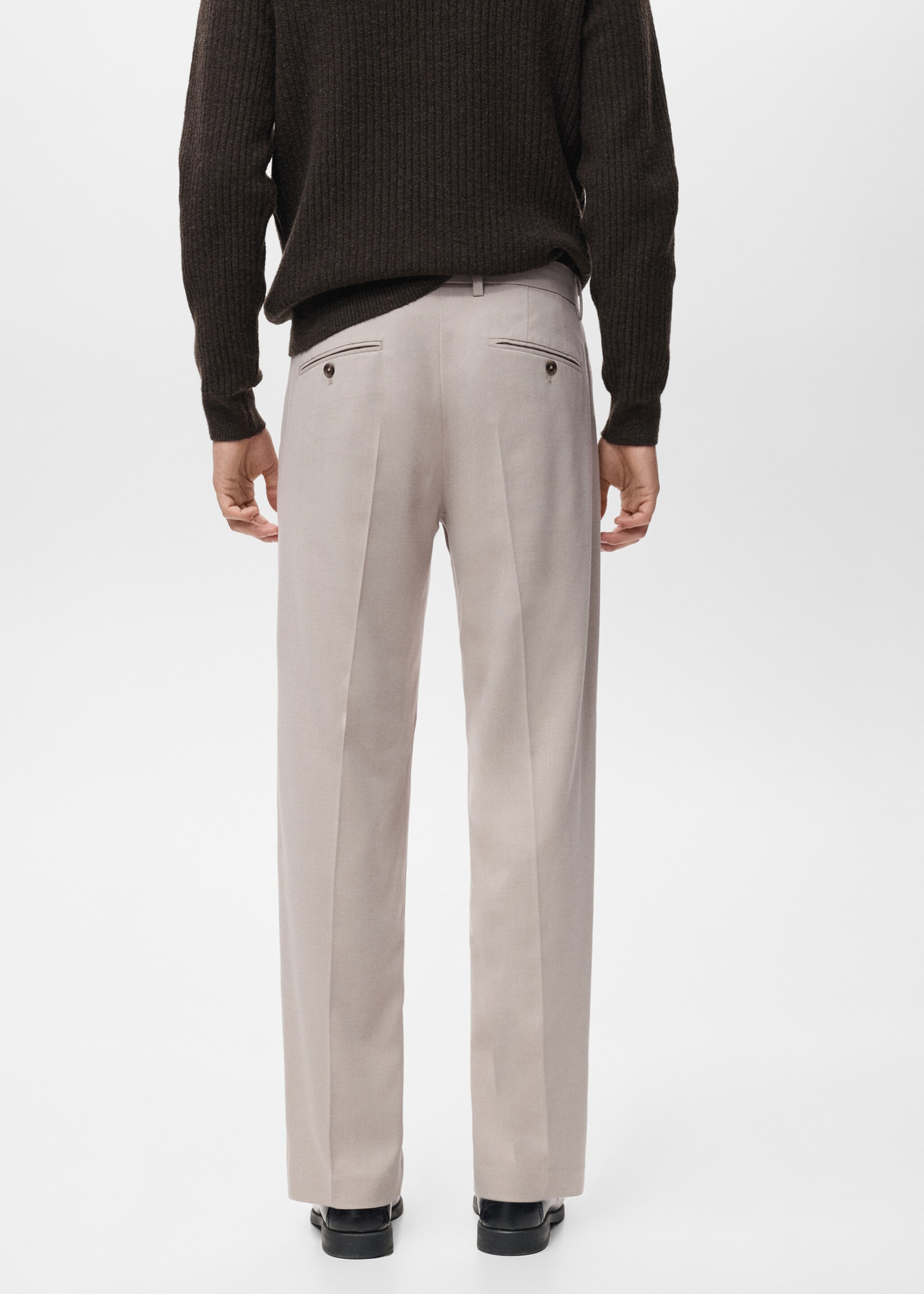 Regular-fit pleated trousers - Reverse of the article, Beige. Ref: 17007890-00.